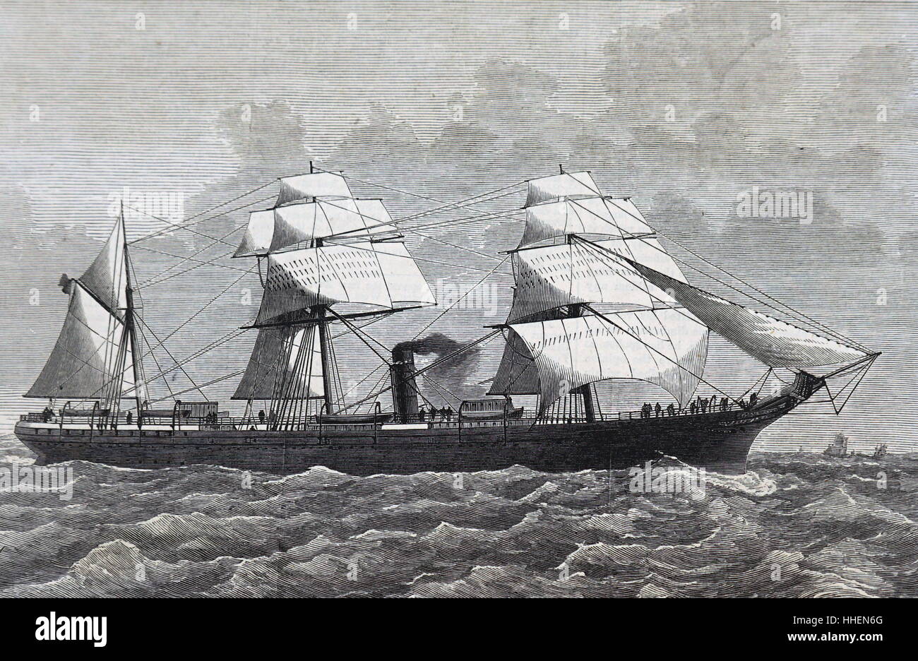 Abbildung zeigt das Dampfschiff "Alfonso XII". Vom 19. Jahrhundert Stockfoto