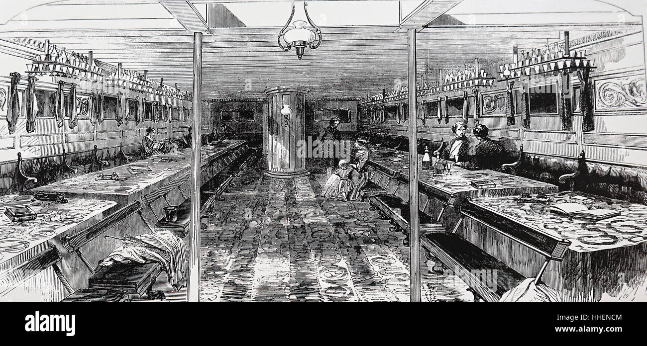 Abbildung: Darstellung der Grand Salon an Bord des Dampfers "Großbritannien", die erste Schraube Dampfer den Atlantik zu überqueren. Vom 19. Jahrhundert Stockfoto