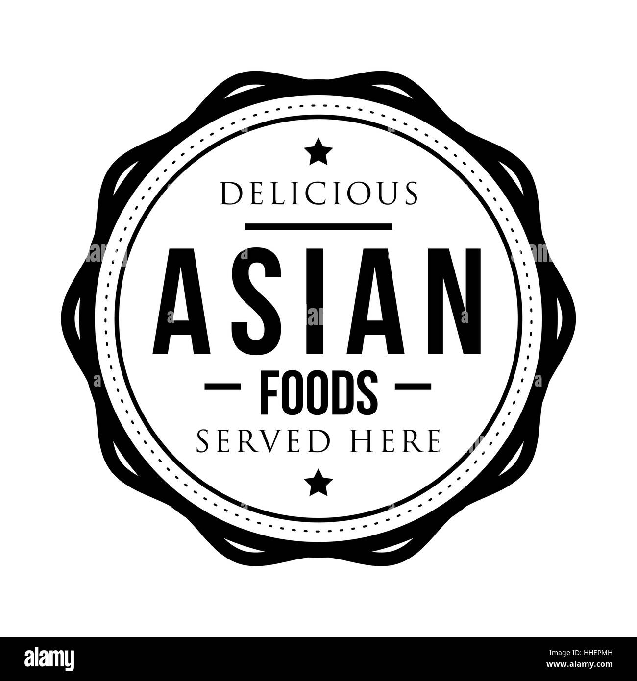 Leckere asiatische Speisen Vintage Stempel Stock Vektor
