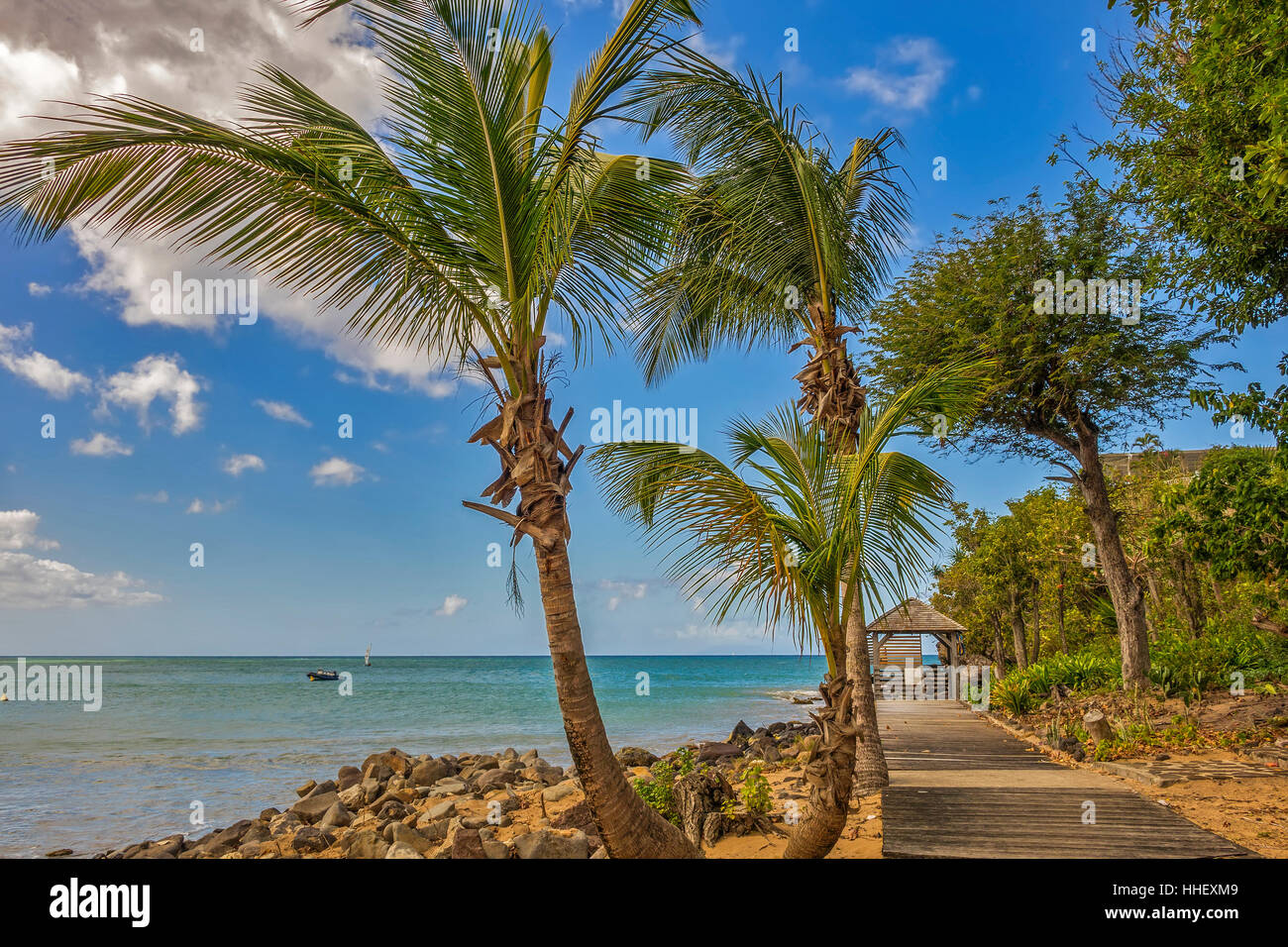 Strand-Hütte am Strand Guadeloupe West Indies Stockfoto