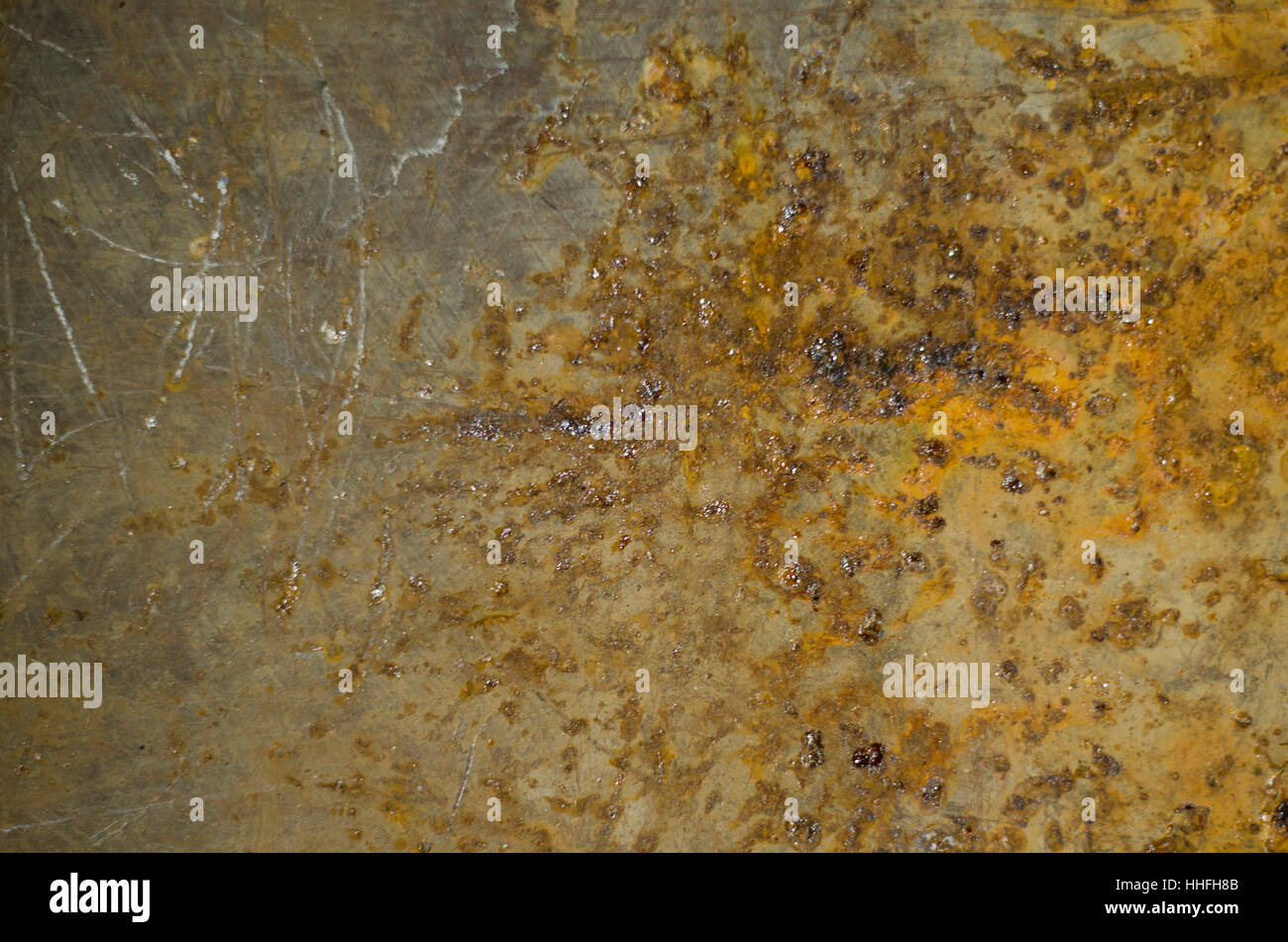 schmutzige Textur Blatt rostigen Metall Hintergrund Makro Stockfoto