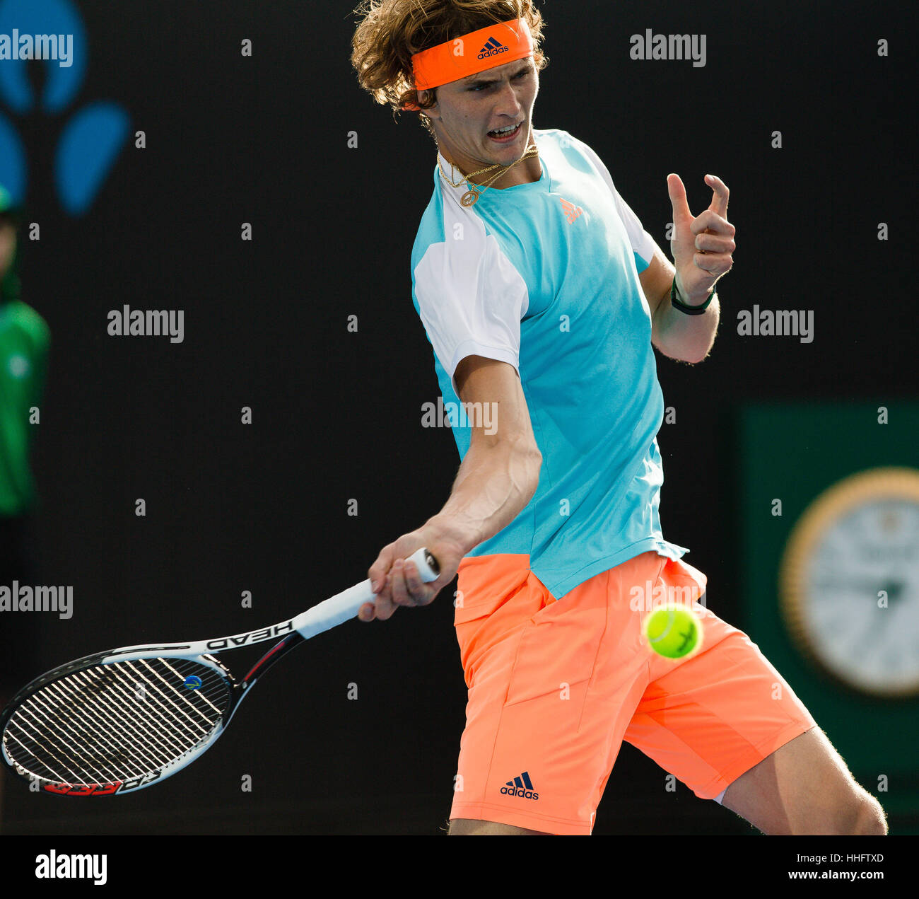 Alexander Zverev Deutschlands während der 2017 Australian Open in Melbourne Park, Australien. Bildnachweis: Frank Molter/Alamy Stockfoto