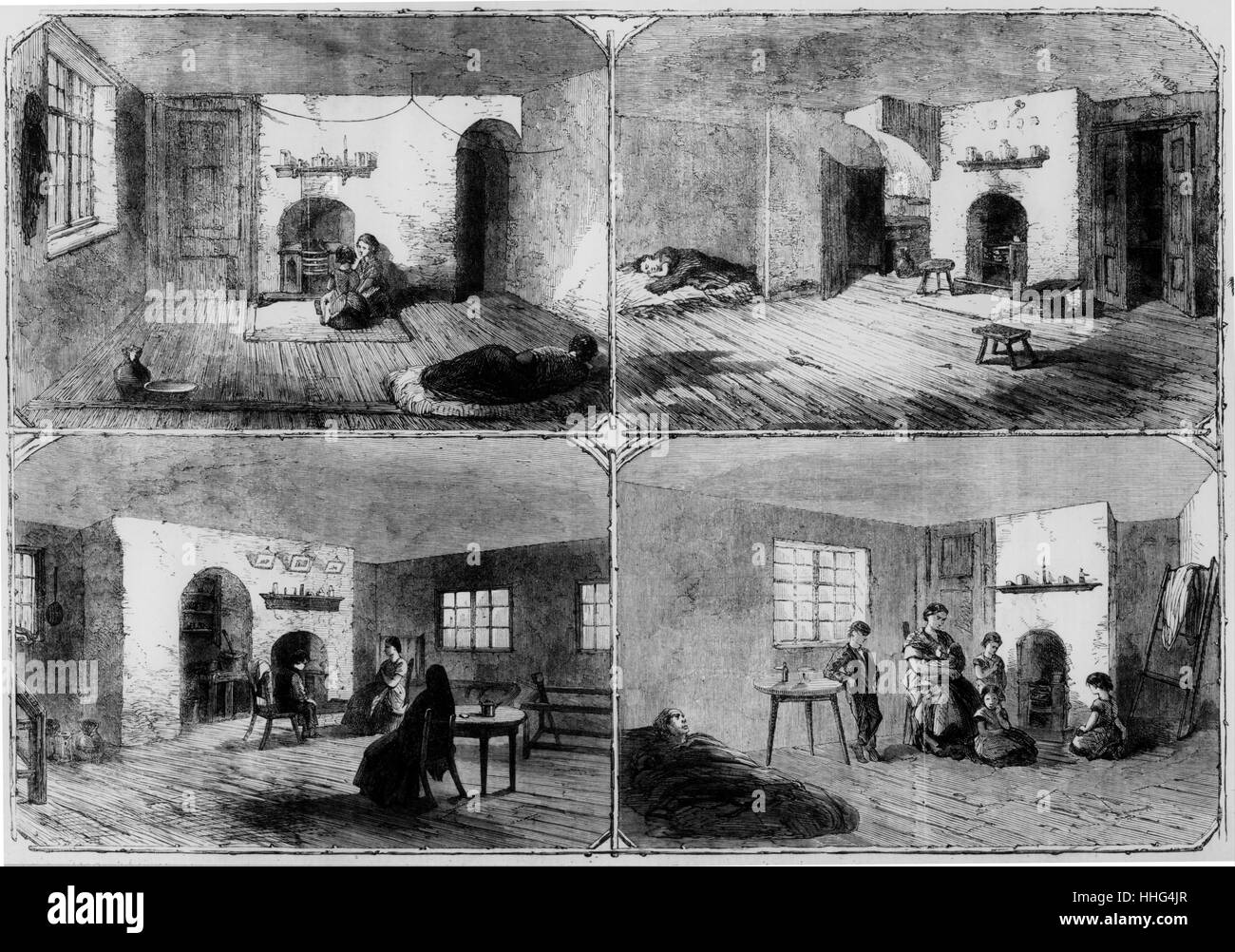 Die Baumwolle Hungersnot (Lancashire Baumwolle Hungersnot). Mühle-Arbeiter-Wohnung/Haus. Normalen mageren Komfort wurden verkauft, um Nahrung zu bieten. Stockfoto