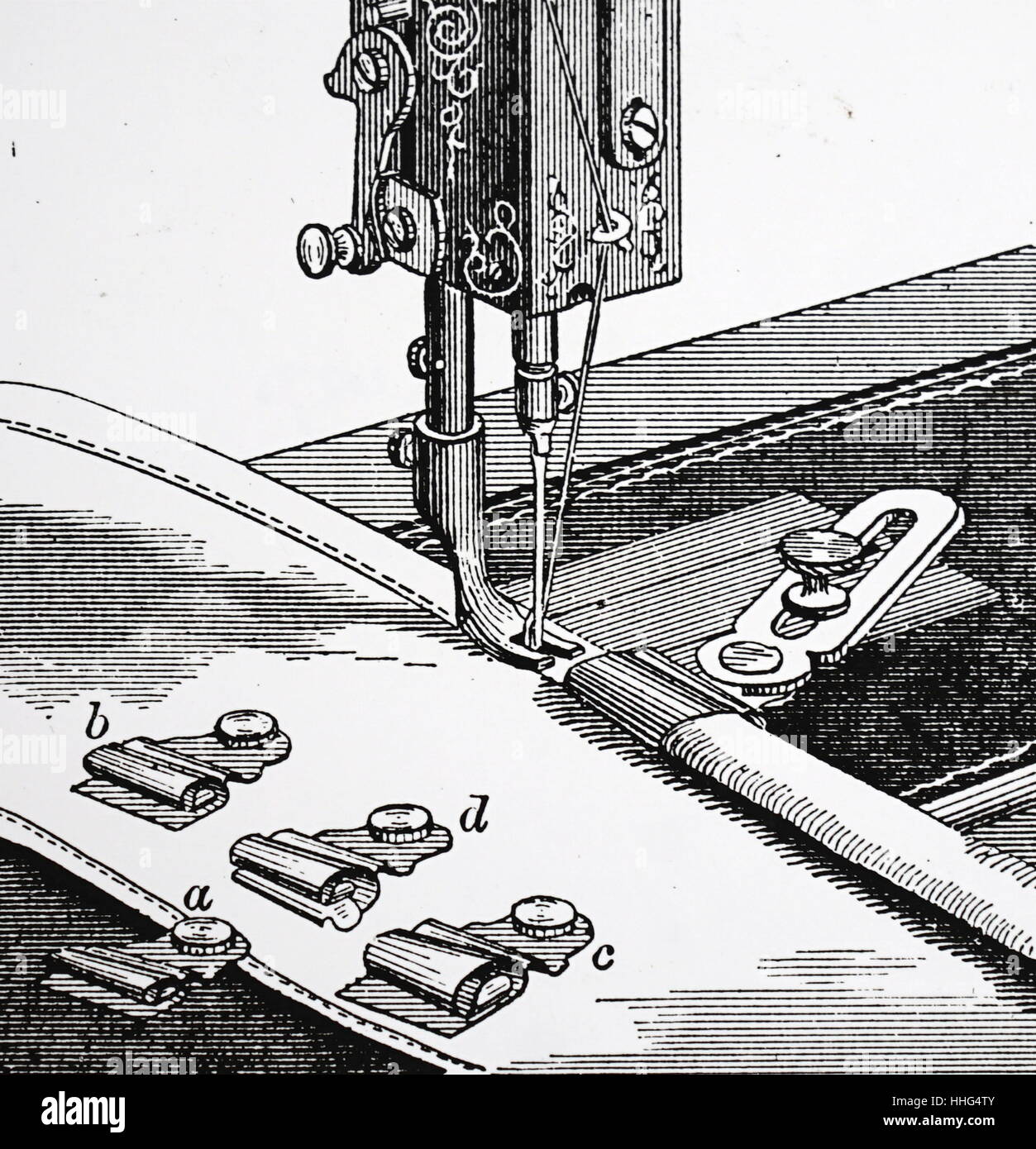 W.G Wilson's Nähmaschine Anhänge: Die plaiter oder Tucker. Der Leitfaden  wurde auf die breite Anforderung eingestellt, und die Gefalteten Stoff  durch geführt. London, datiert 1880 Stockfotografie - Alamy