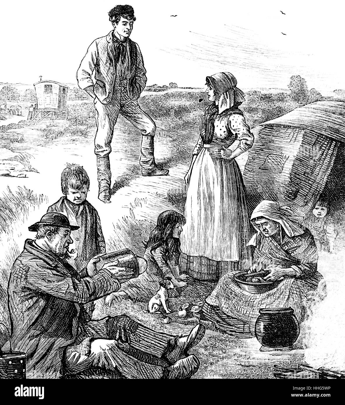 Einem Zigeuner-Lager im Jahre 1884, Frankreich Stockfoto