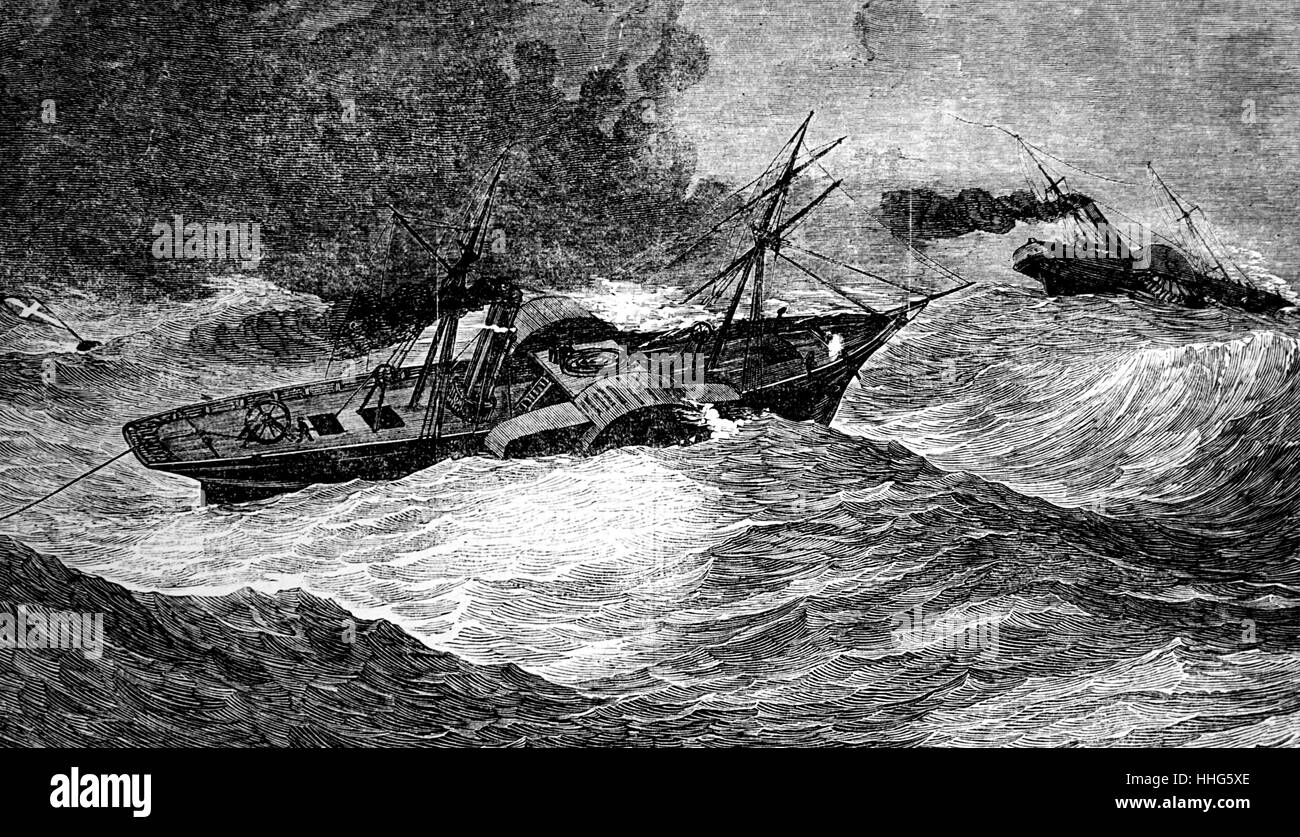 Die Kreuzotter und die Verlegung des u-Boots Monarch telegraph Kabel zwischen Orfordness England und Holland Scheveningen, 1853 Stockfoto
