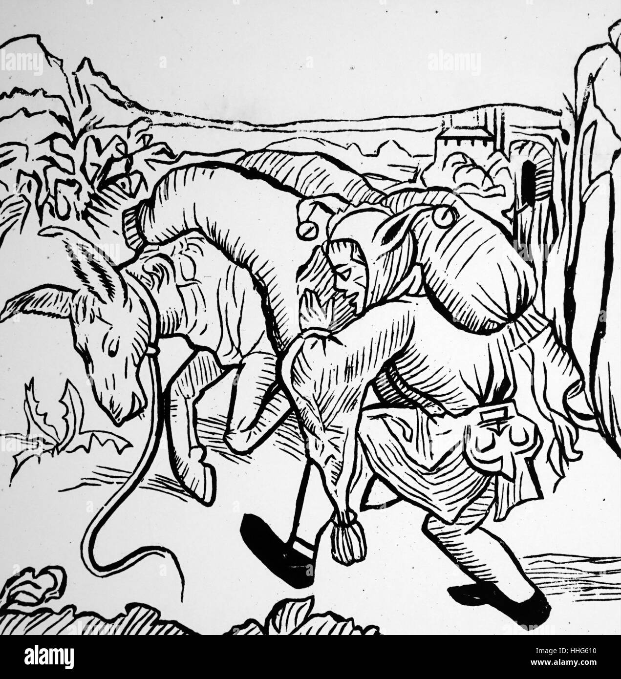 Der pluralistische Laden seine Ware an seine pack Mule. Klassische Pluralismus ist der Auffassung, daß Politik und Entscheidungsfindung meist im Rahmen der Regierung befinden, sondern dass viele nichtstaatliche Gruppen verwenden, um ihre Ressourcen zu beeinflussen. Die zentrale Frage für die klassische Pluralismus ist wie Macht und Einfluss in einem politischen Prozess verteilt sind. 1494 Stockfoto