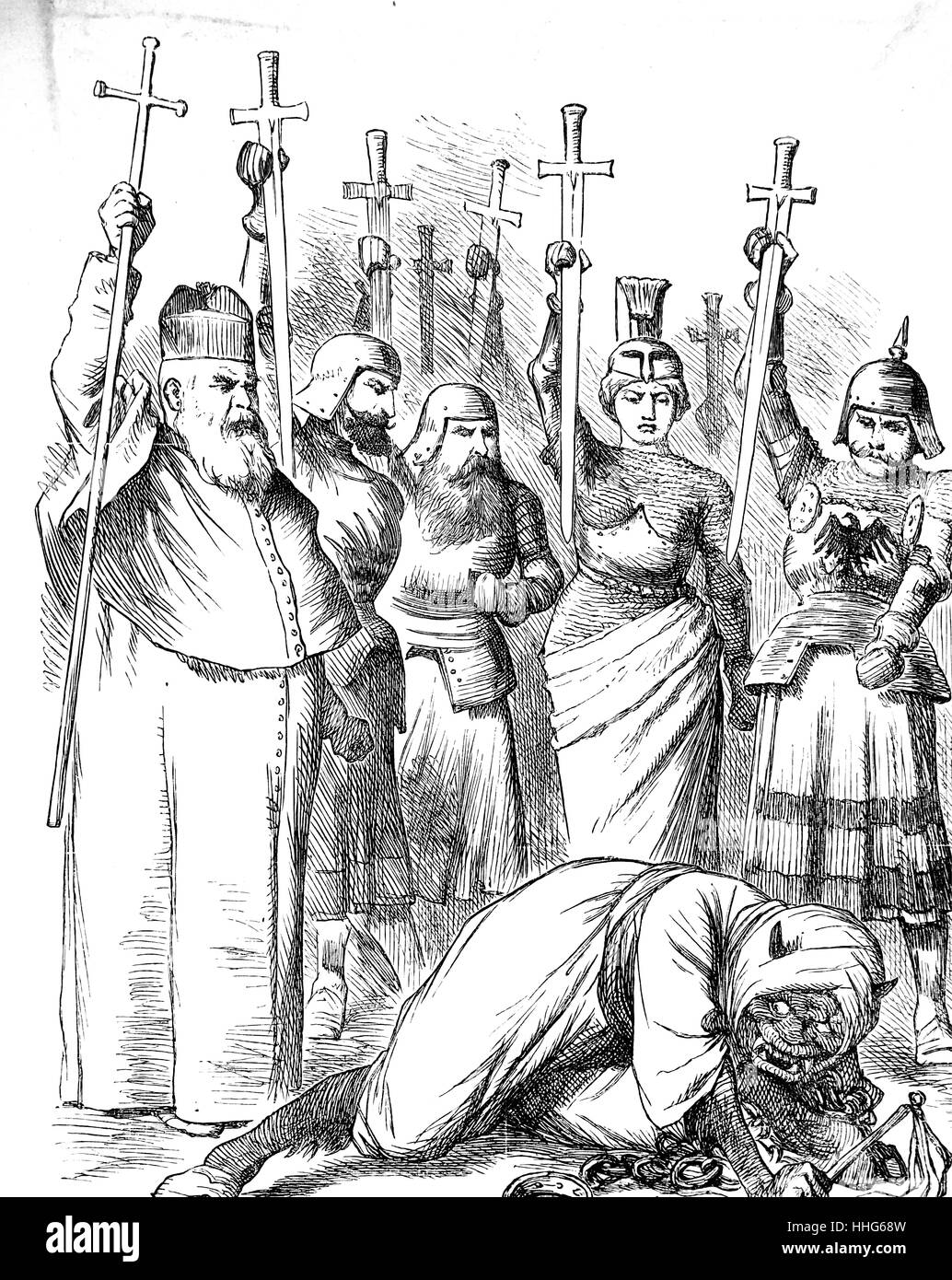 Punch-Karikatur, mit den Vertretern der 1889 Anti-Sklaverei auf Konferenz in Brüssel Stockfoto