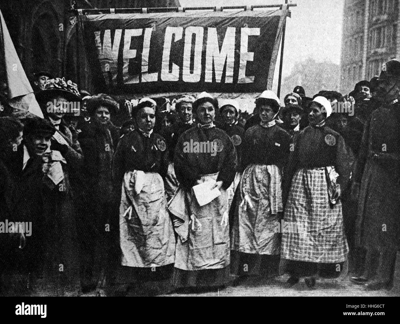 Britischen Suffragetten. 1910 Stockfoto