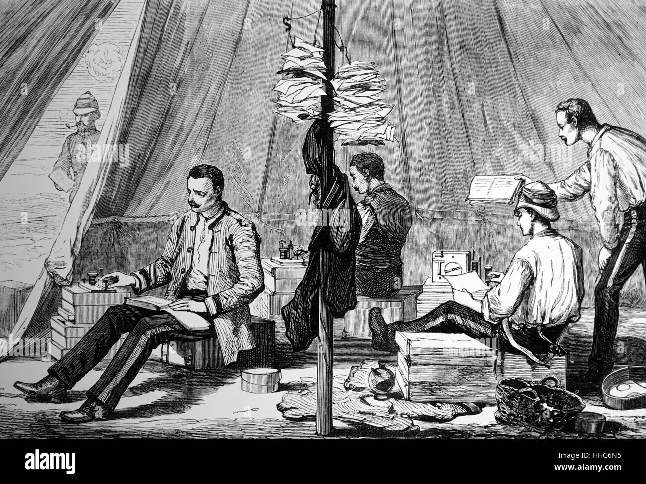 Britische Armee telegraph Zelt während des Krieges in Ägypten. 1882. Stockfoto