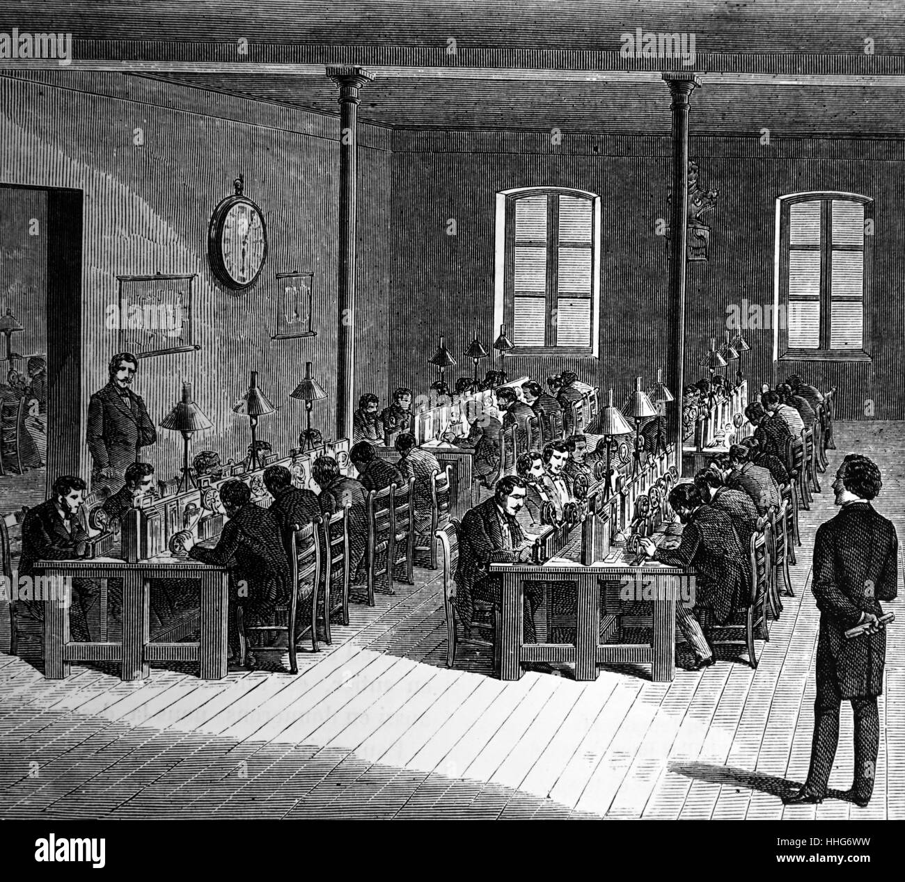 Zentralen Telegrafenamt Paris. 1870. Stockfoto