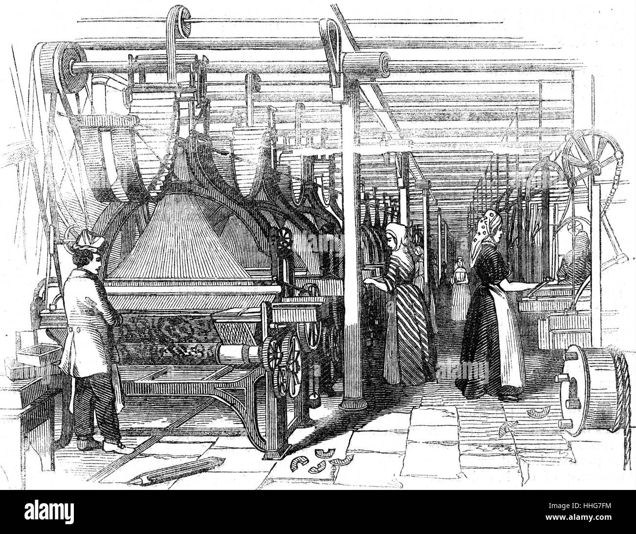 Abbildung zeigt einen Servo-betätigte Jacquard-Webstuhl in der Herstellung von Textilien verwendet. Vom 19. Jahrhundert Stockfoto