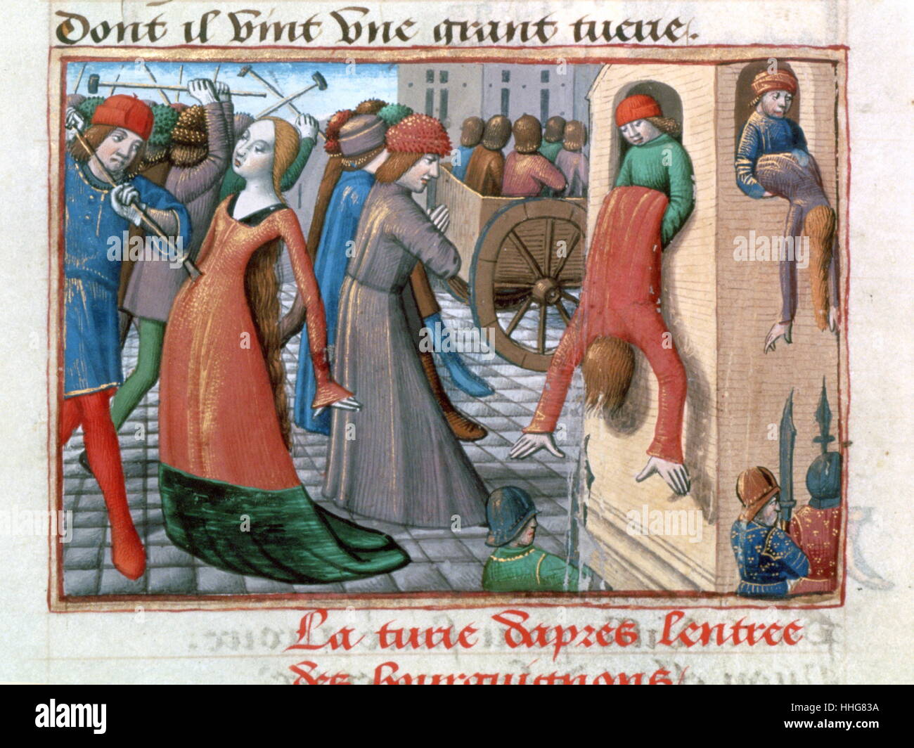 Die Massaker von 1418, die von Martial d'Auvergne, Beleuchtung Ende des