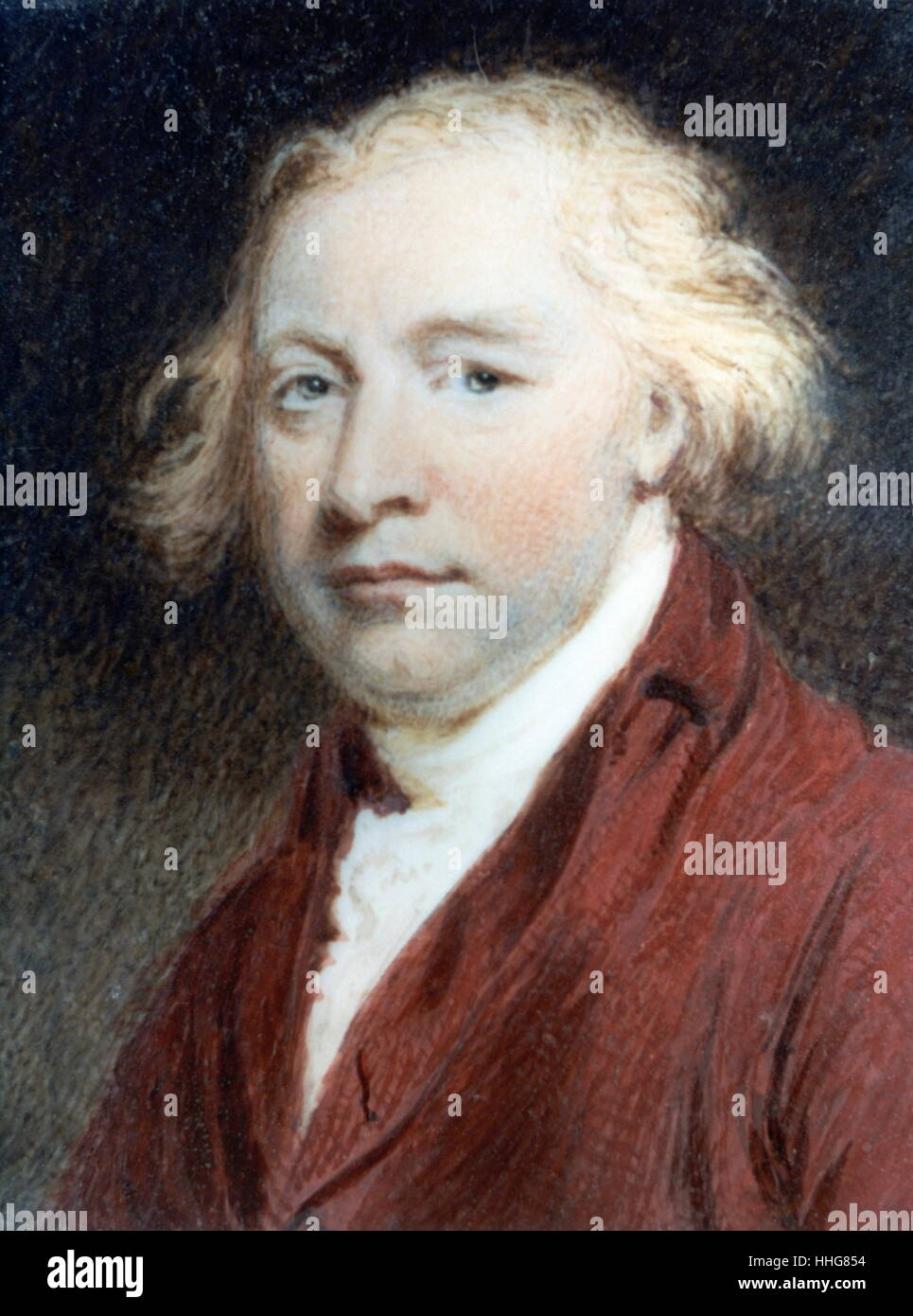 Edmund Burke (1729 - 1797) Irische Staatsmann in Dublin geboren, sowie als Autor, Redner, politische Theoretiker und Philosophen, der, nach dem Umzug nach London, als Mitglied des Parlaments (MP) serviert, für viele Jahre im Unterhaus mit der Whig Party. Edmund Burke, nachdem James Barry. Aquarell und Körper Farbe auf Elfenbein, 1774 Stockfoto