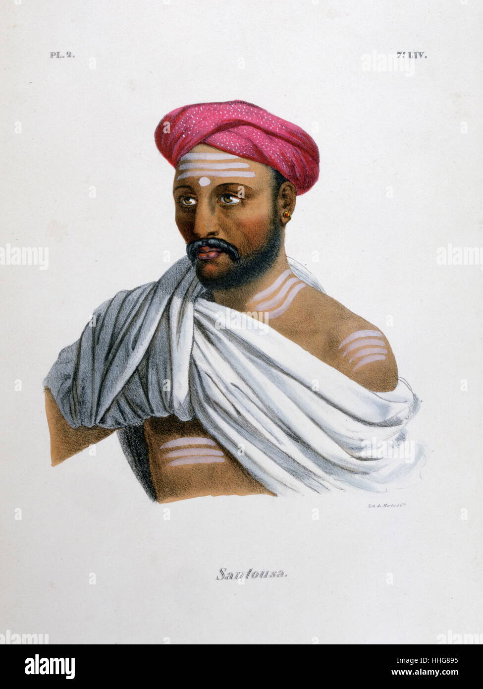 Französischen Lithographie eines heiligen Mannes in Indien, durch Marlet 1828 Stockfoto