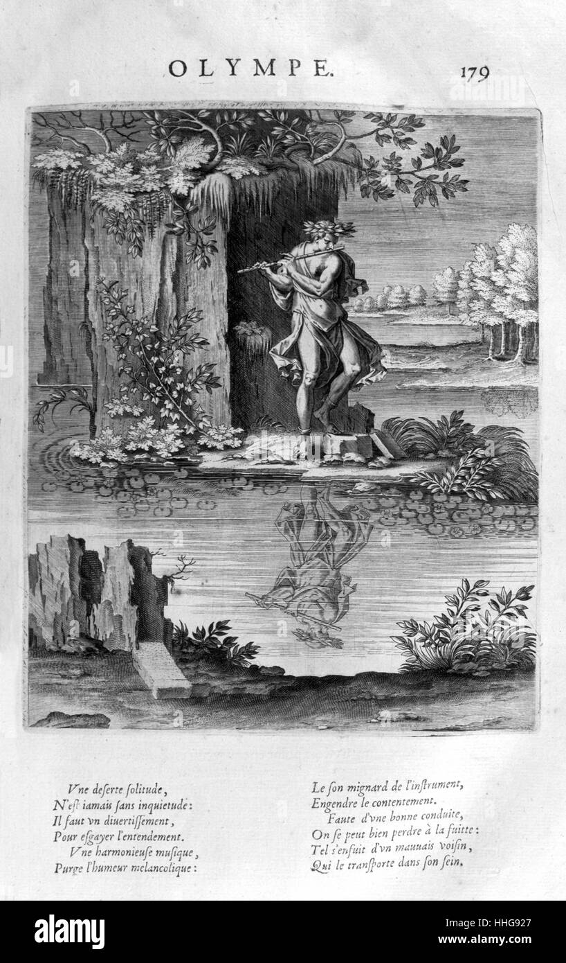 Olympus; Heimat der Götter in der griechischen Mythologie. Platte von Les Bilder Ou Tableaux de Platte Peinture Des Deux Philostrates Sophistes Grecs, von Blaise de Vigenère, Paris, 1615. Gravur ca. 1615, von Leonard Gaultier. Gaultier, oder Galter, war ein französischer Stecher, über 1561 in Mainz geboren und starb in Paris im Jahre 1641. Stockfoto