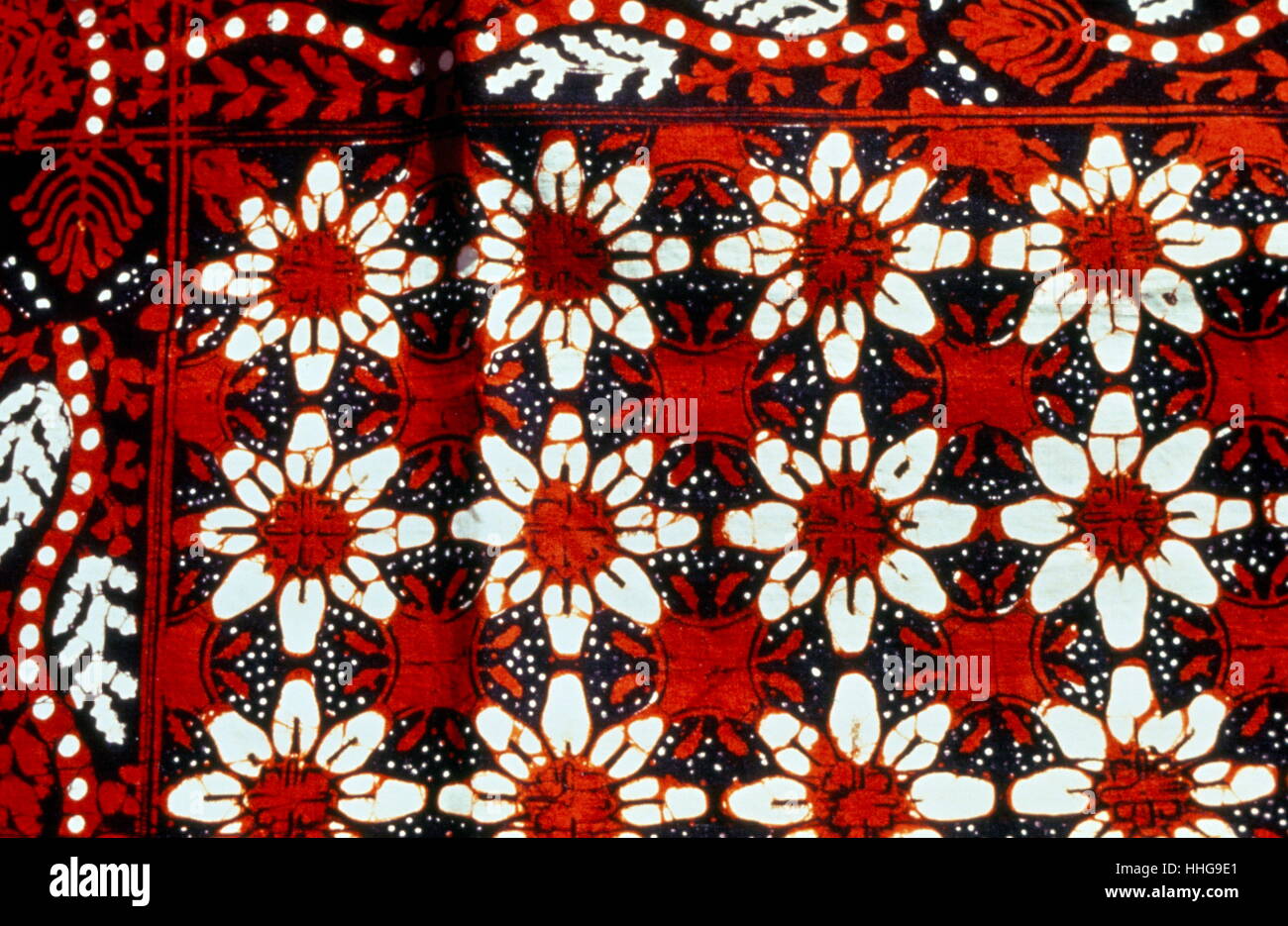 Indonesien Batik Textil mit Blume entwirft, Anfang des 20. Jahrhunderts, Indonesien Stockfoto