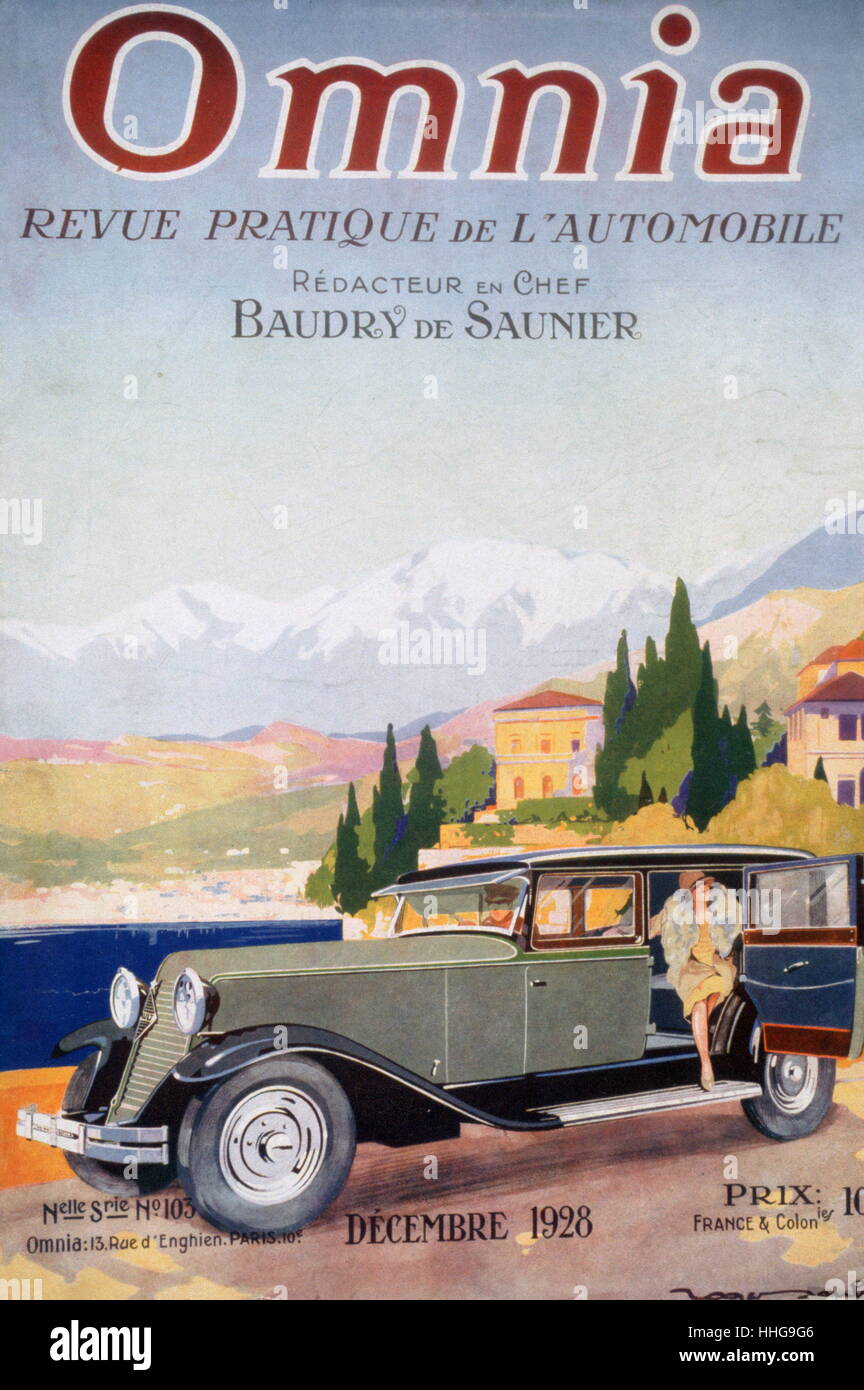 Abdeckung des Omnia Automobils Zeitschrift 1928, Roger Soubie 1898 - 1984; Französischer Illustrator und designer Stockfoto