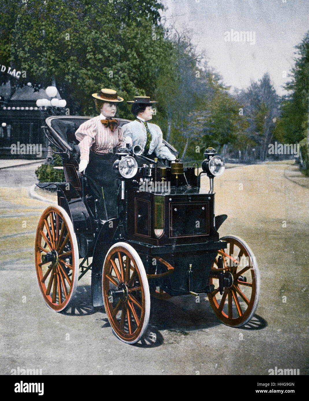 1894 Panhard Levassir Phaeton Automobil angetrieben von einer Frau Stockfoto
