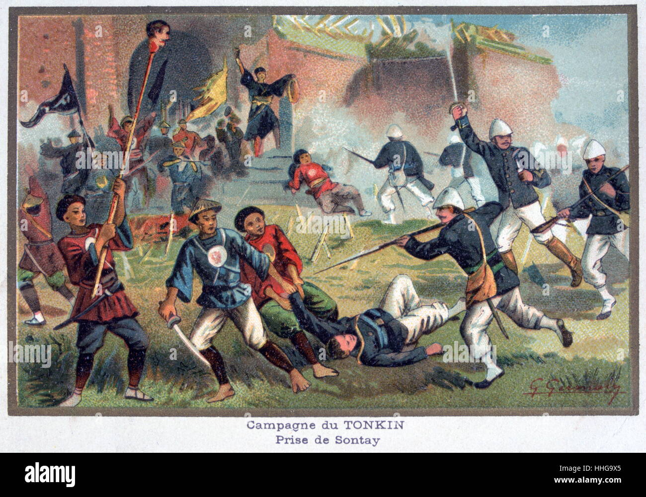 Der Sohn Tay Kampagne (11. Dezember 1883 bis 17. Dezember 1883) wurde eine Kampagne, die von der Französischen kämpfte, um die strategisch wichtige Stadt der Sohn Tay in Tonkin (Vietnam) von Liu Yongfu der schwarzen Flagge Armee zu erfassen und die verbündeten Kontingente der vietnamesischen und chinesischen Truppen. Die Kampagne wurde zwischen den Tonkin Expeditionary Corps und die schwarze Flagge Armee, während die Tonkin Kampagne (1883-1886), die vor dem Krieg Sino-French (August 1884 - April 1885) Stockfoto