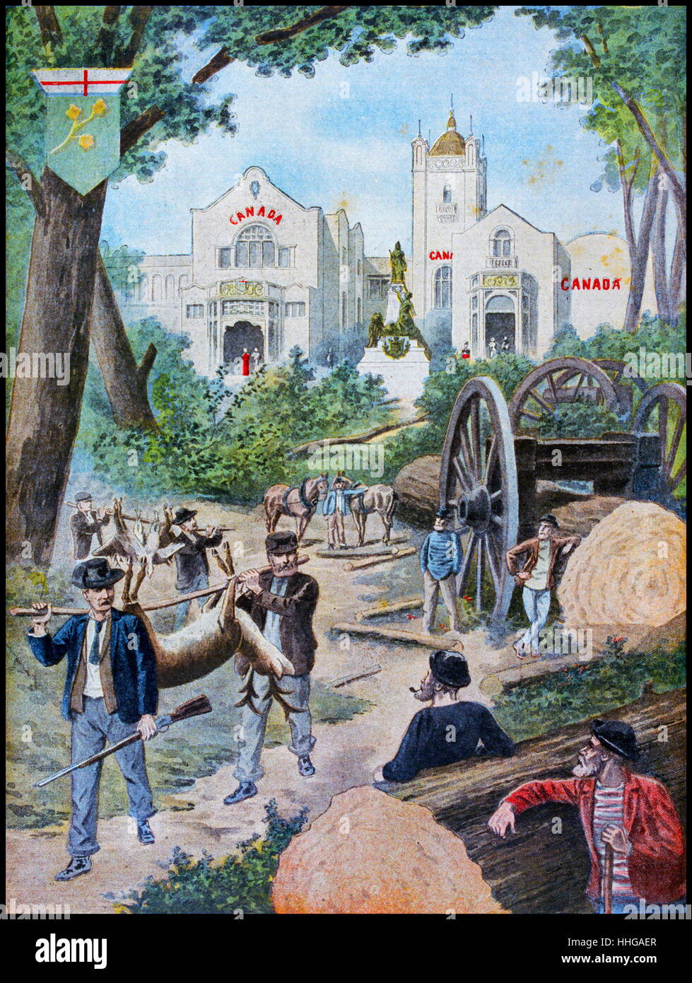 Kanada, hat seine Pavillon, an der Exposition Universelle von 1900. Dies war eine Messe in Paris, Frankreich, statt, von 14. April bis 12. November 1900, die Errungenschaften des vergangenen Jahrhunderts zu feiern und Entwicklung in die nächste zu beschleunigen. Stockfoto