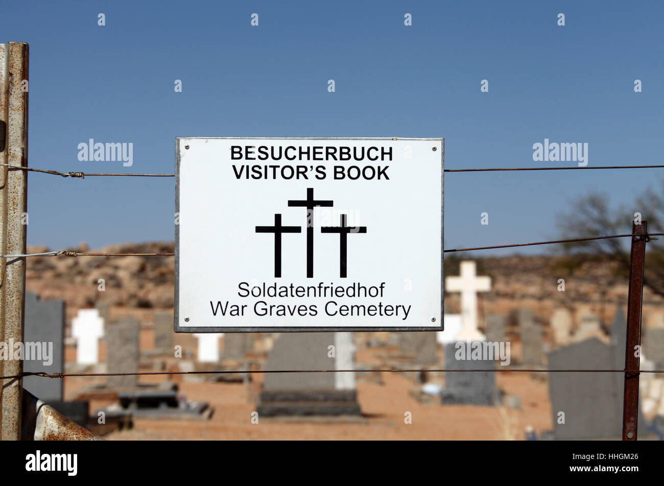 Soldatenfriedhof bei Aus in Namibia, wo Deutsche Kriegsgefangene aus spanischen Grippe gestorben Stockfoto