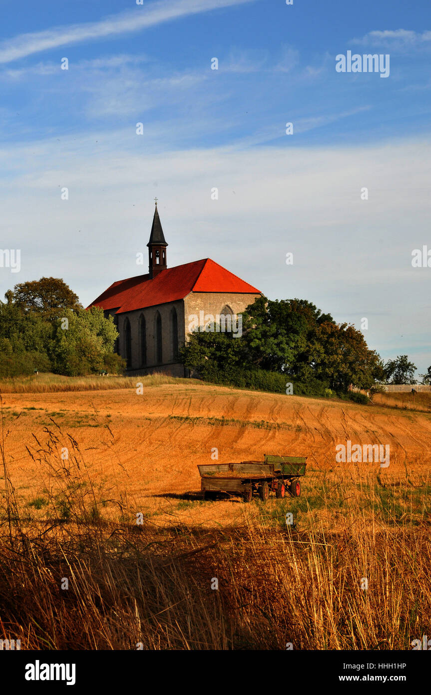 Kirche, Spätsommer, Niedersachsen, Landschaft, Landschaft, Natur, Religion, Stockfoto