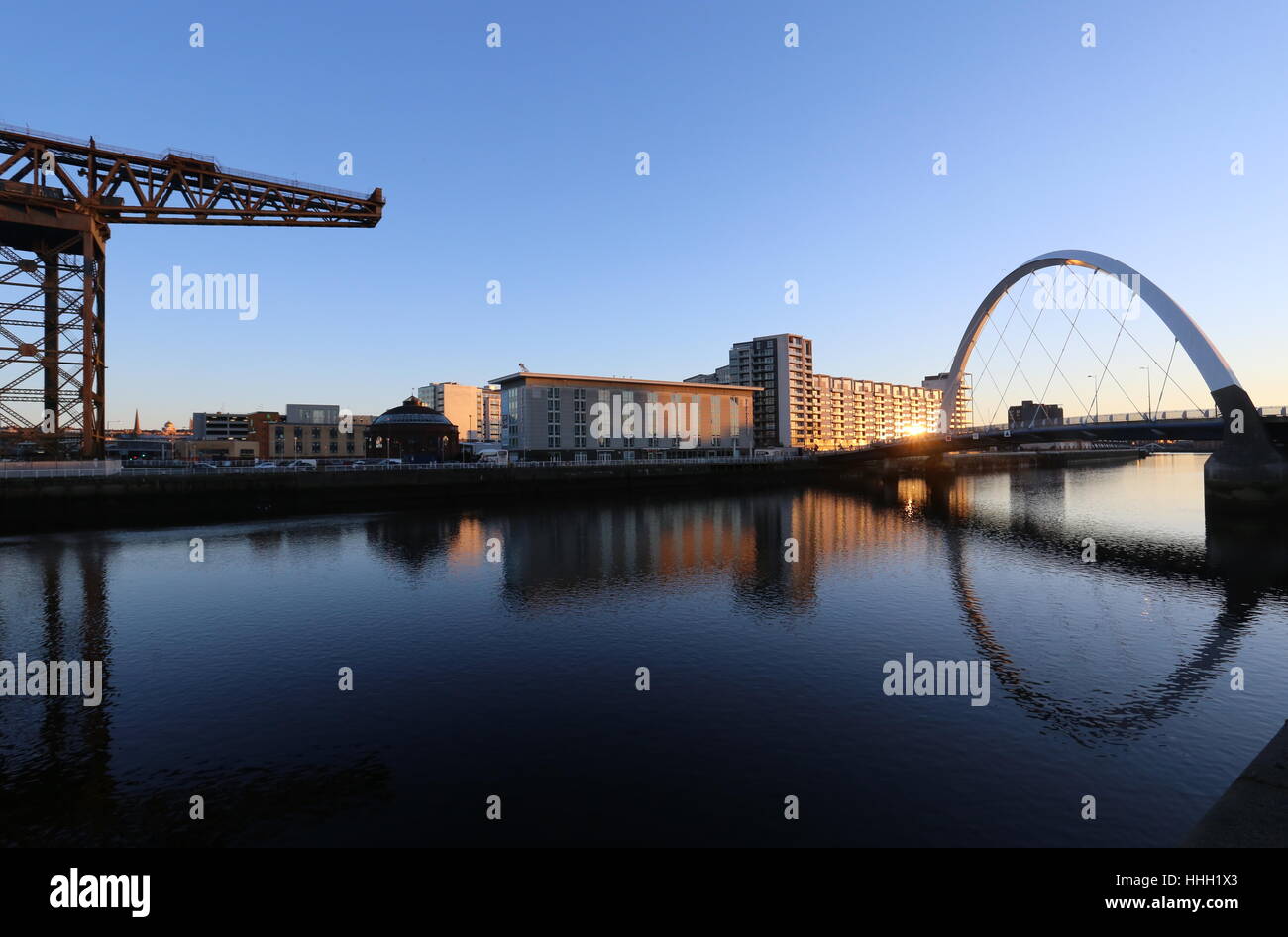 Finnieston Kran und Clyde Arc Glasgow Schottland Januar 2017 Stockfoto