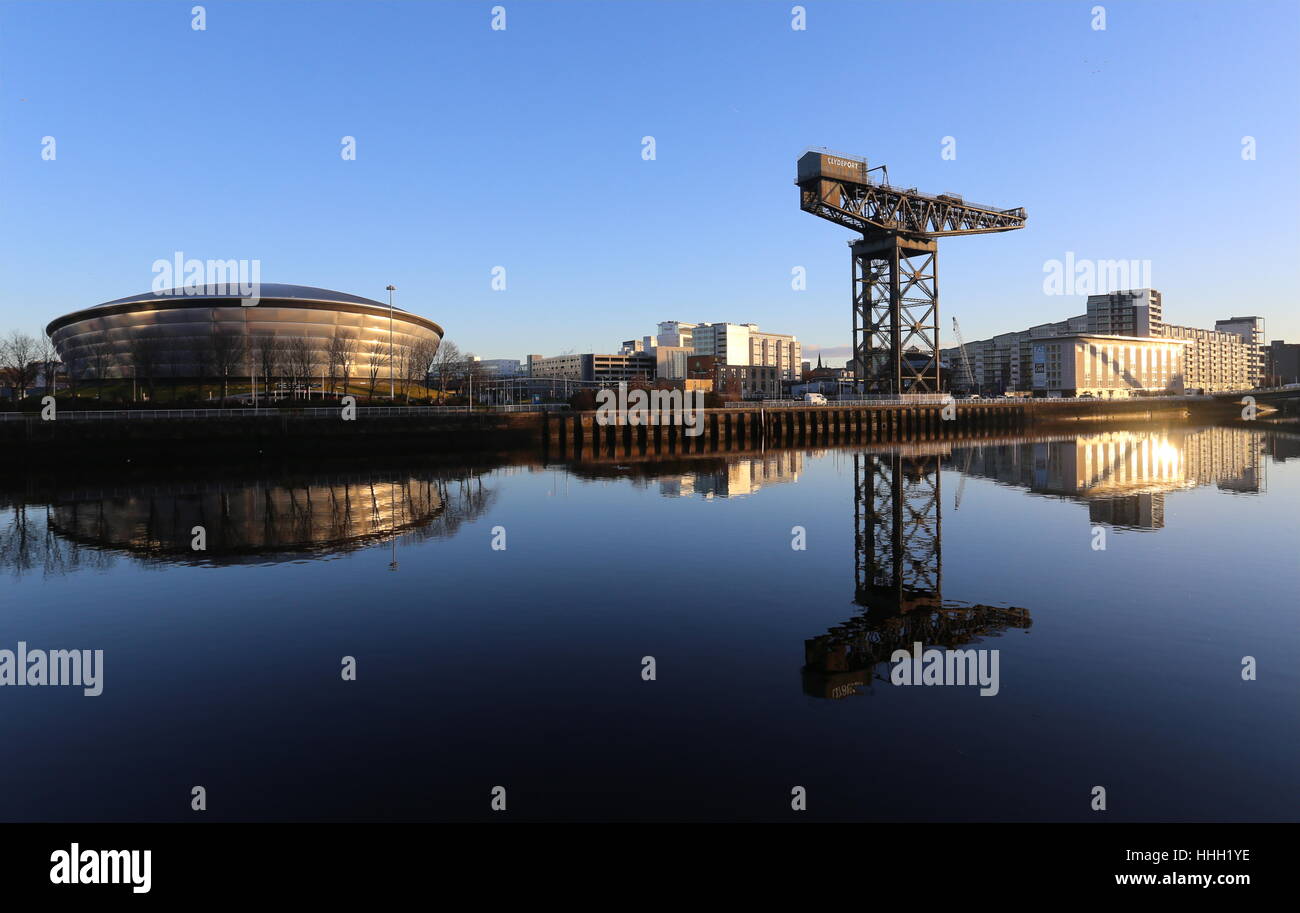 Die SSE Hydro und Finnieston Kran Glasgow Schottland Januar 2017 Stockfoto
