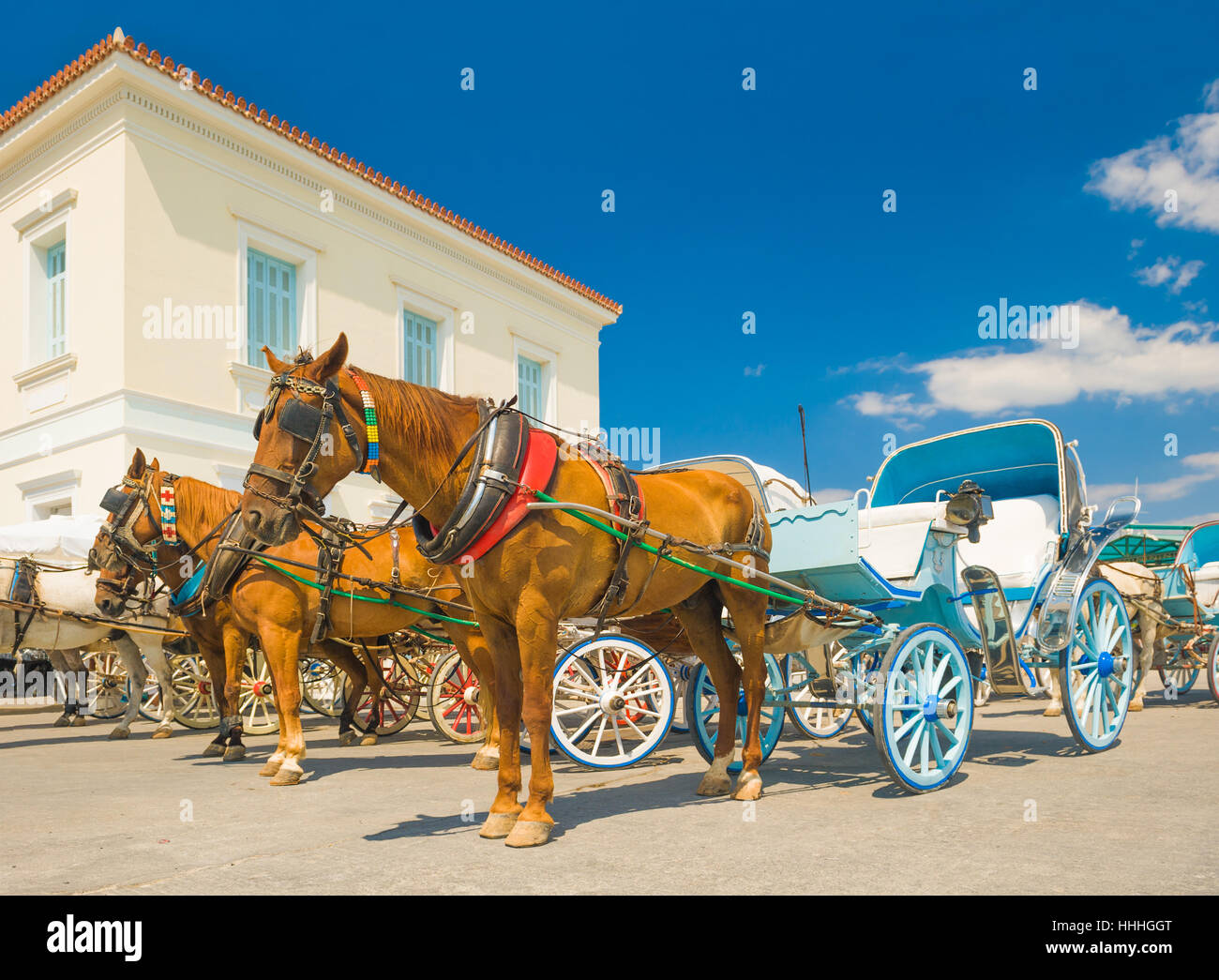 Verkehr, Transport, Griechenland, Griechisch, Pferd, Pferde, Wagen, Wagen, Reisen, Stockfoto