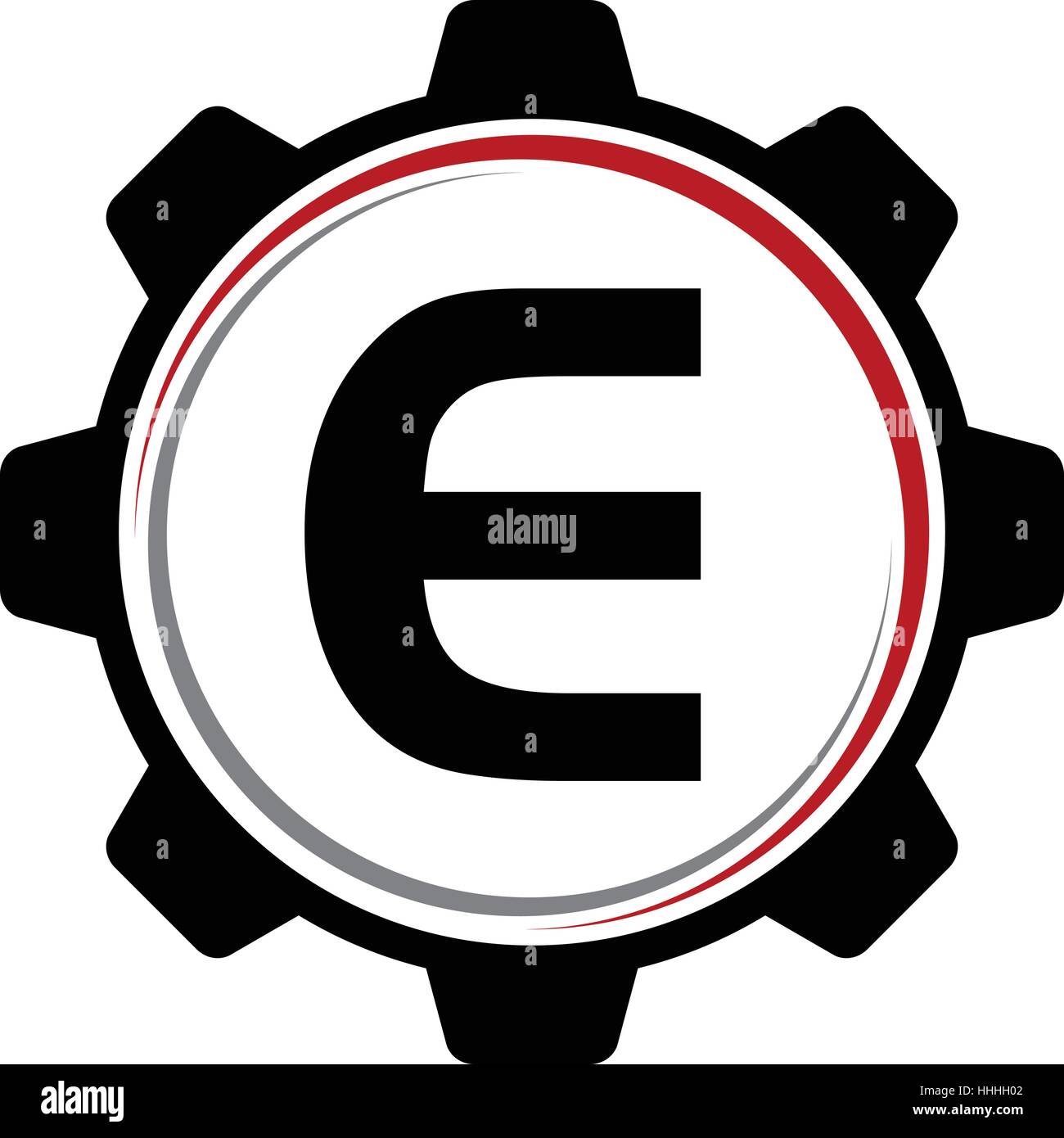 Getriebe-Lösung Logo Buchstabe E Stock Vektor