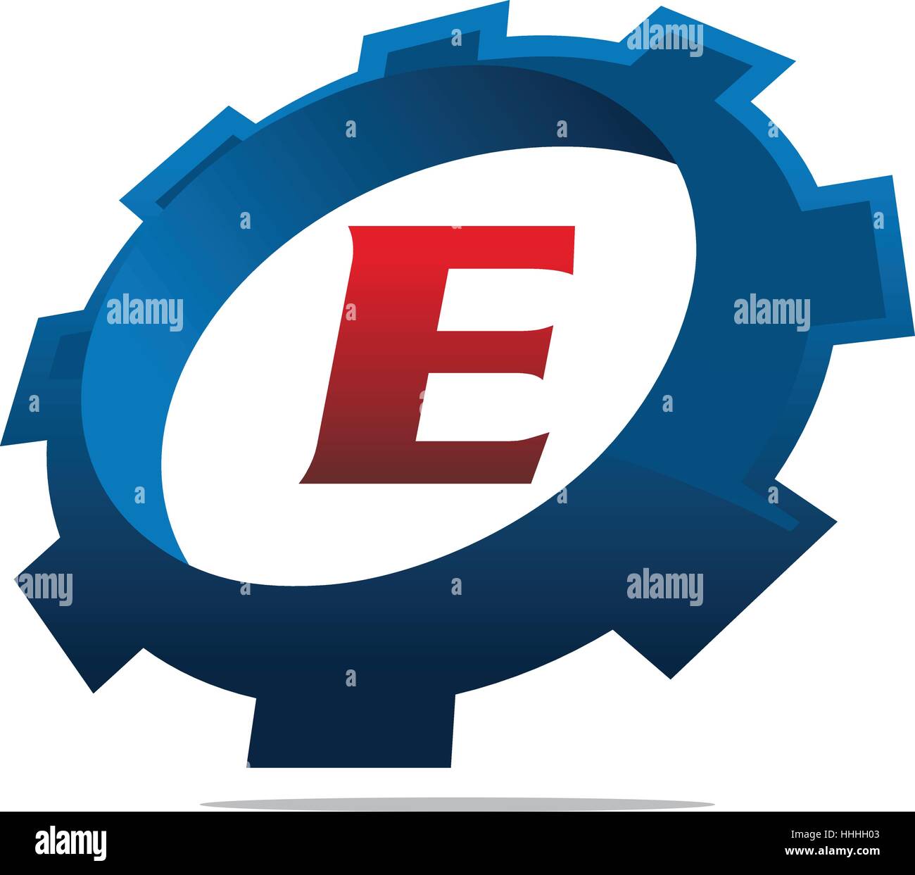 Getriebe-Logo-Buchstabe E Stock Vektor
