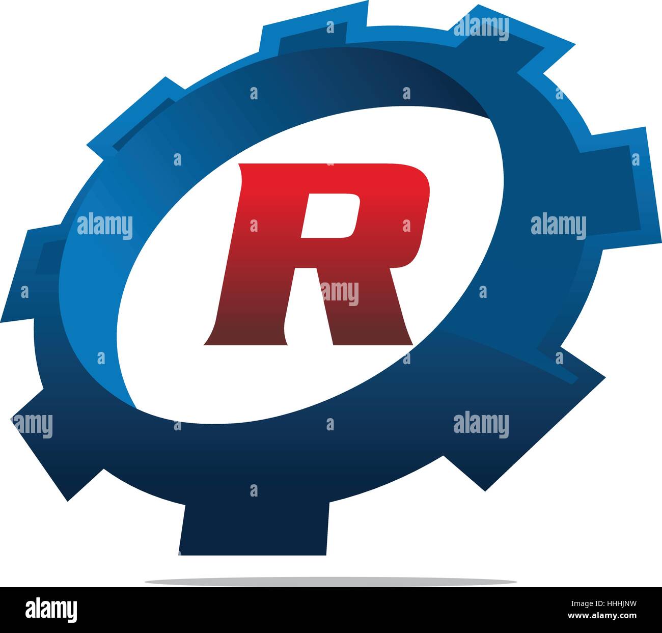 Getriebe-Logo-Buchstabe R Stock Vektor