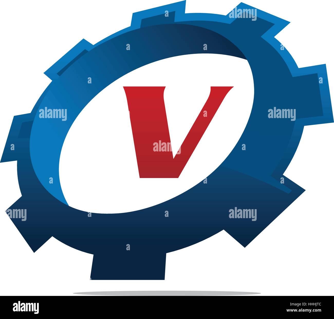 Getriebe-Logo Buchstaben V Stock Vektor