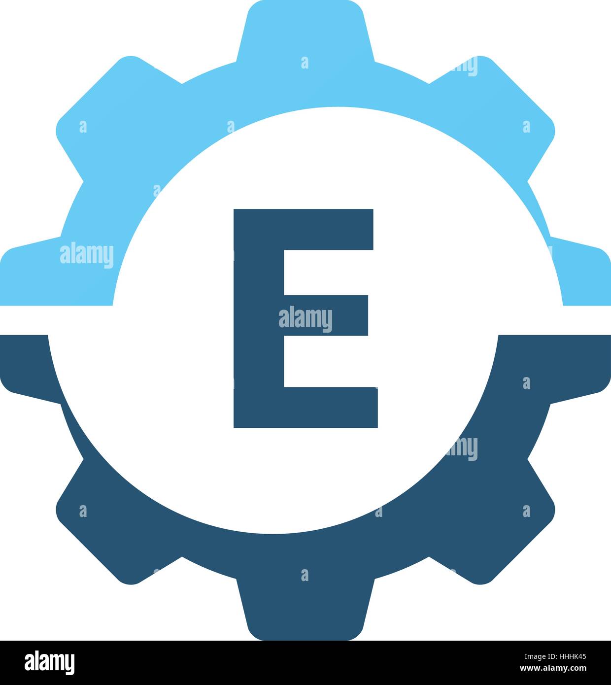 Getriebe-Lösung Logo erste E Stock Vektor