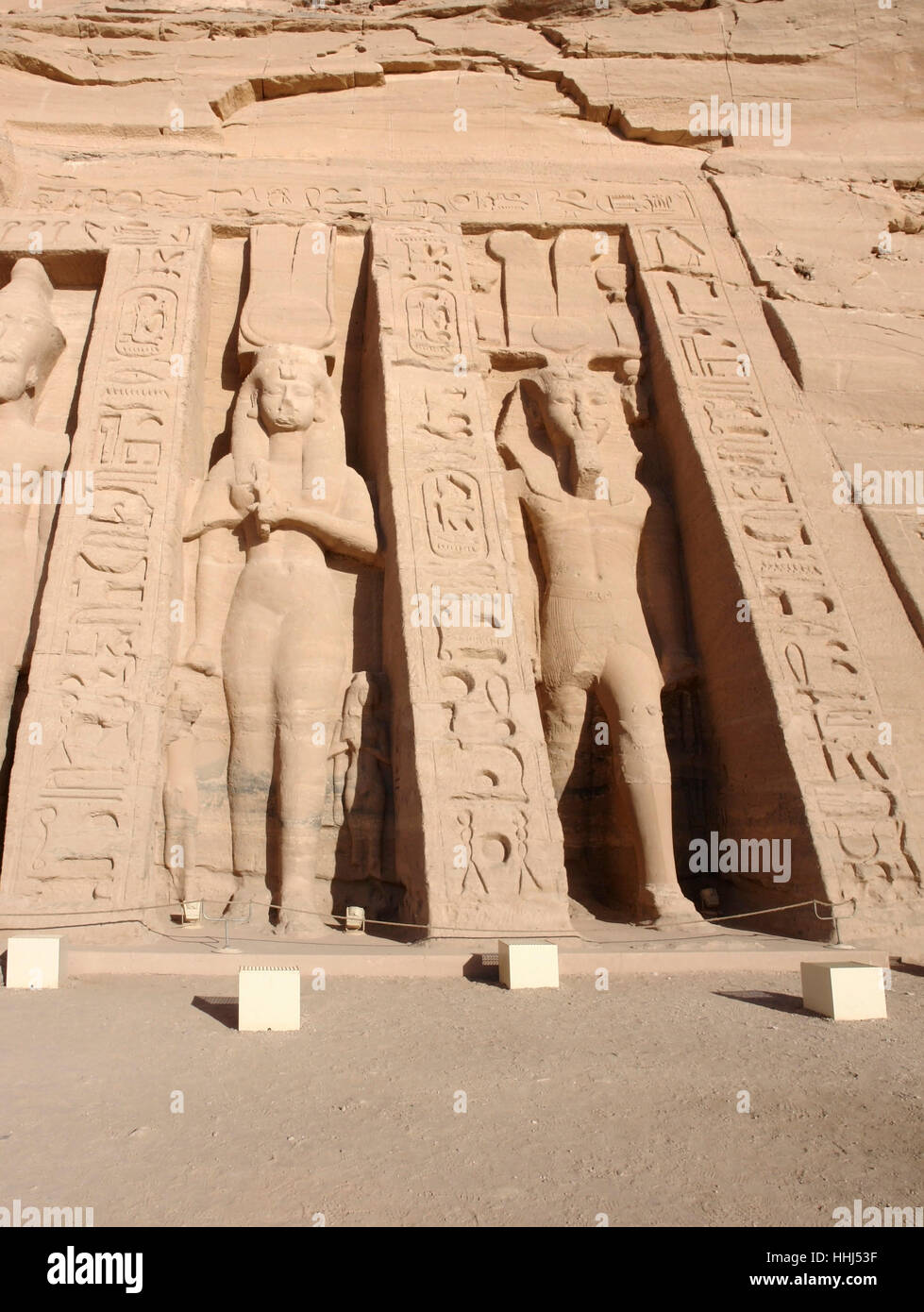 architektonische Details der historischen Tempel Abu Simbel in Ägypten (Afrika) Stockfoto