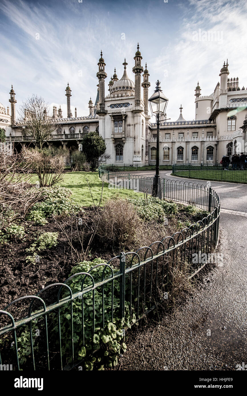 Reich verzierte Rückseite des The Royal Pavilion, auch bekannt als Brighton Pavilion Stockfoto