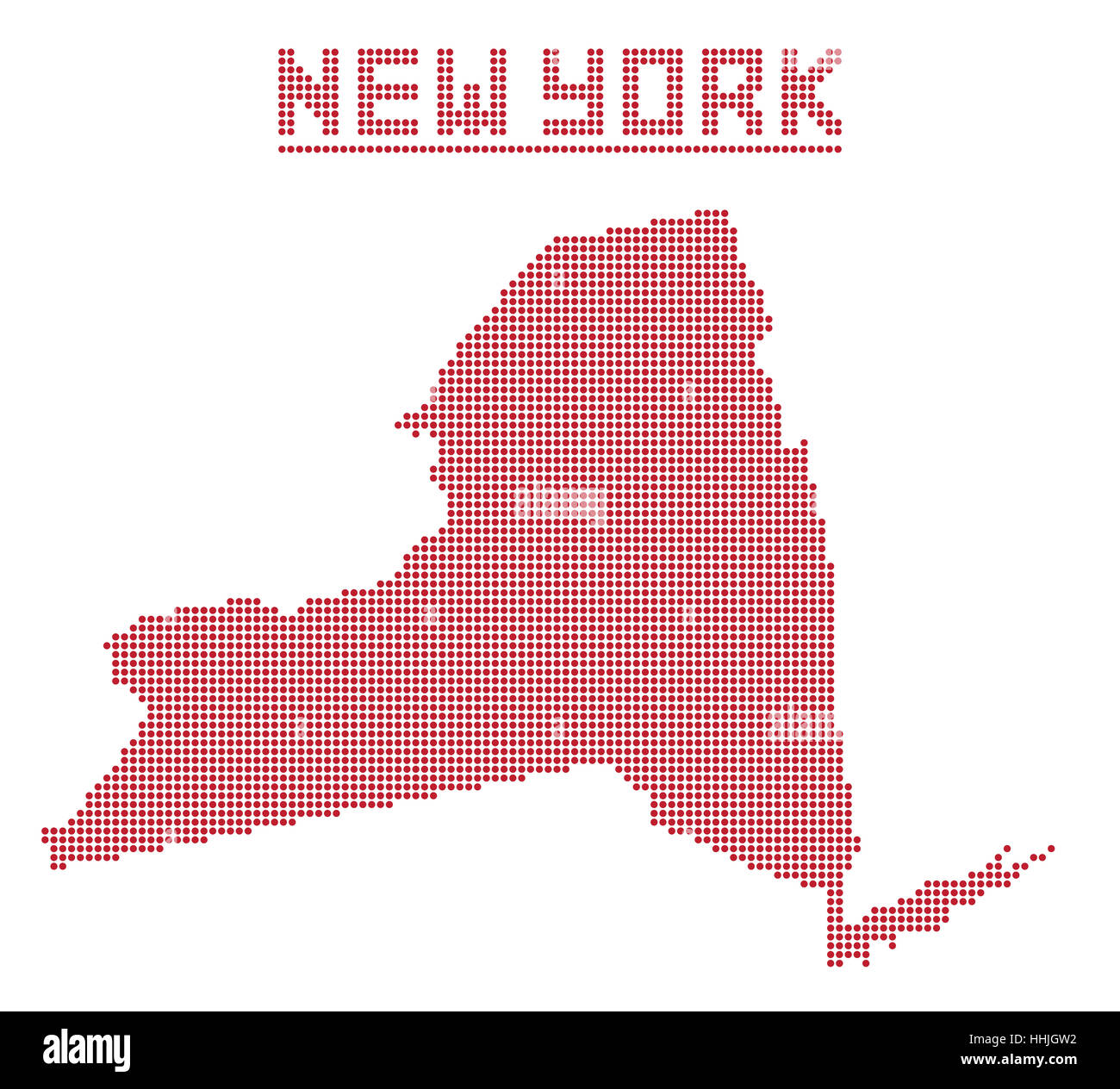 Ein Punkt-Karte des Staates New York isoliert auf weißem Hintergrund Stockfoto