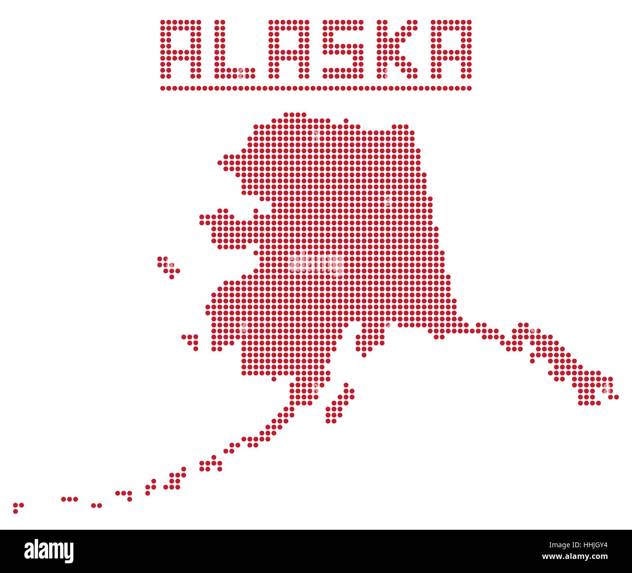 Ein Punkt-Karte von Alaska State isoliert auf weißem Hintergrund Stockfoto