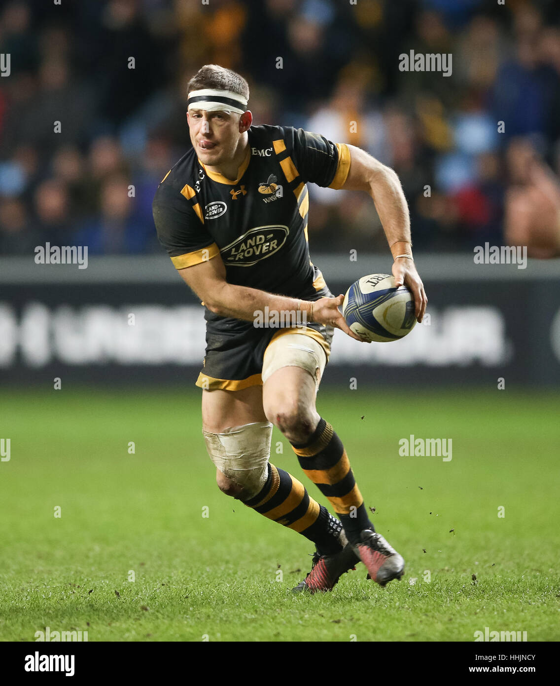 Wasps' Jimmy Gopperth während des European Champions Cup, Pool zwei Spiel in der Ricoh Arena, Coventry. DRÜCKEN SIE VERBANDSFOTO. Bilddatum: Samstag, 14. Januar 2017. Siehe PA Story RUGBYU Wesps. Bildnachweis sollte lauten: Scott Heavey/PA Wire. Stockfoto