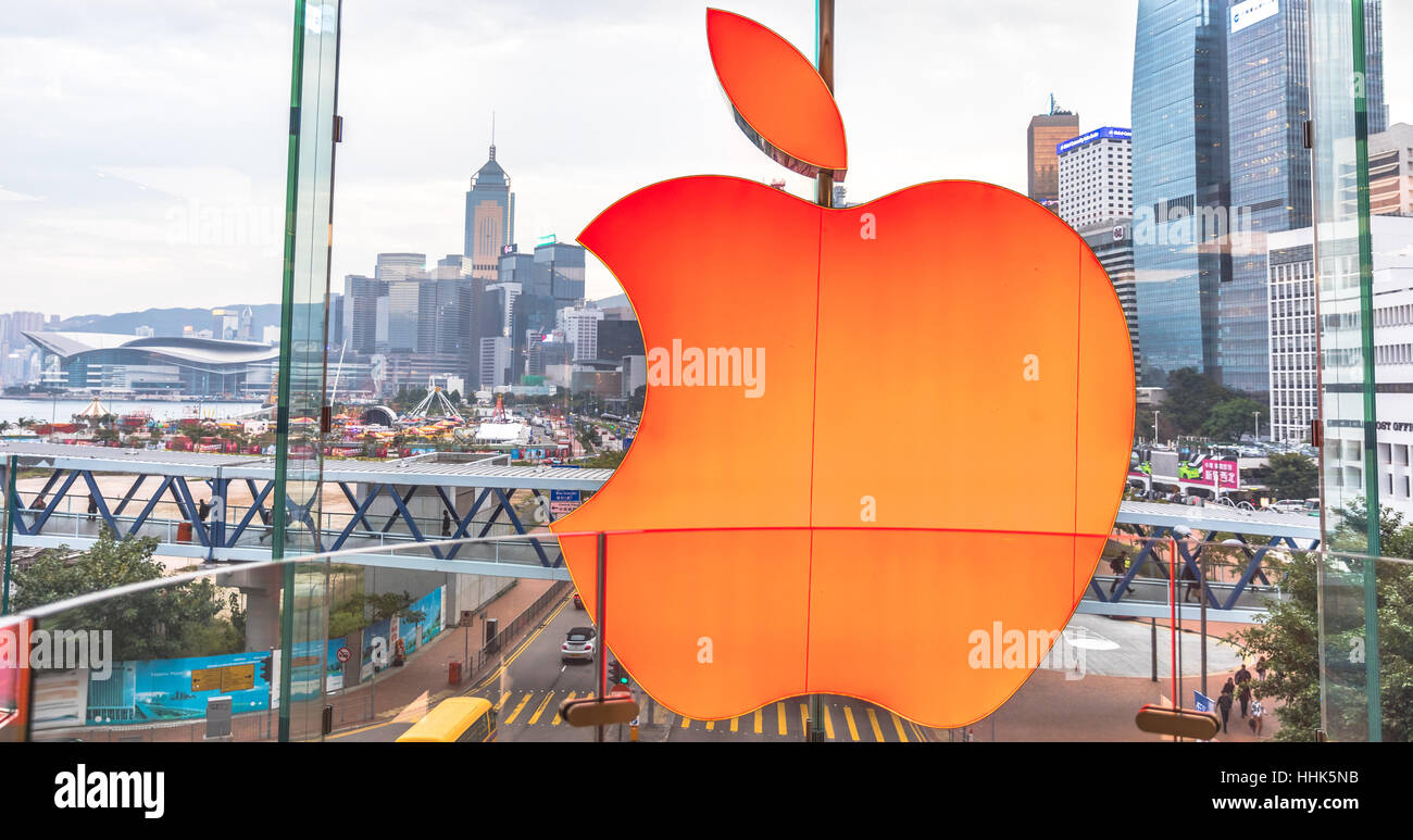 Apple-HK-Schild Stockfoto