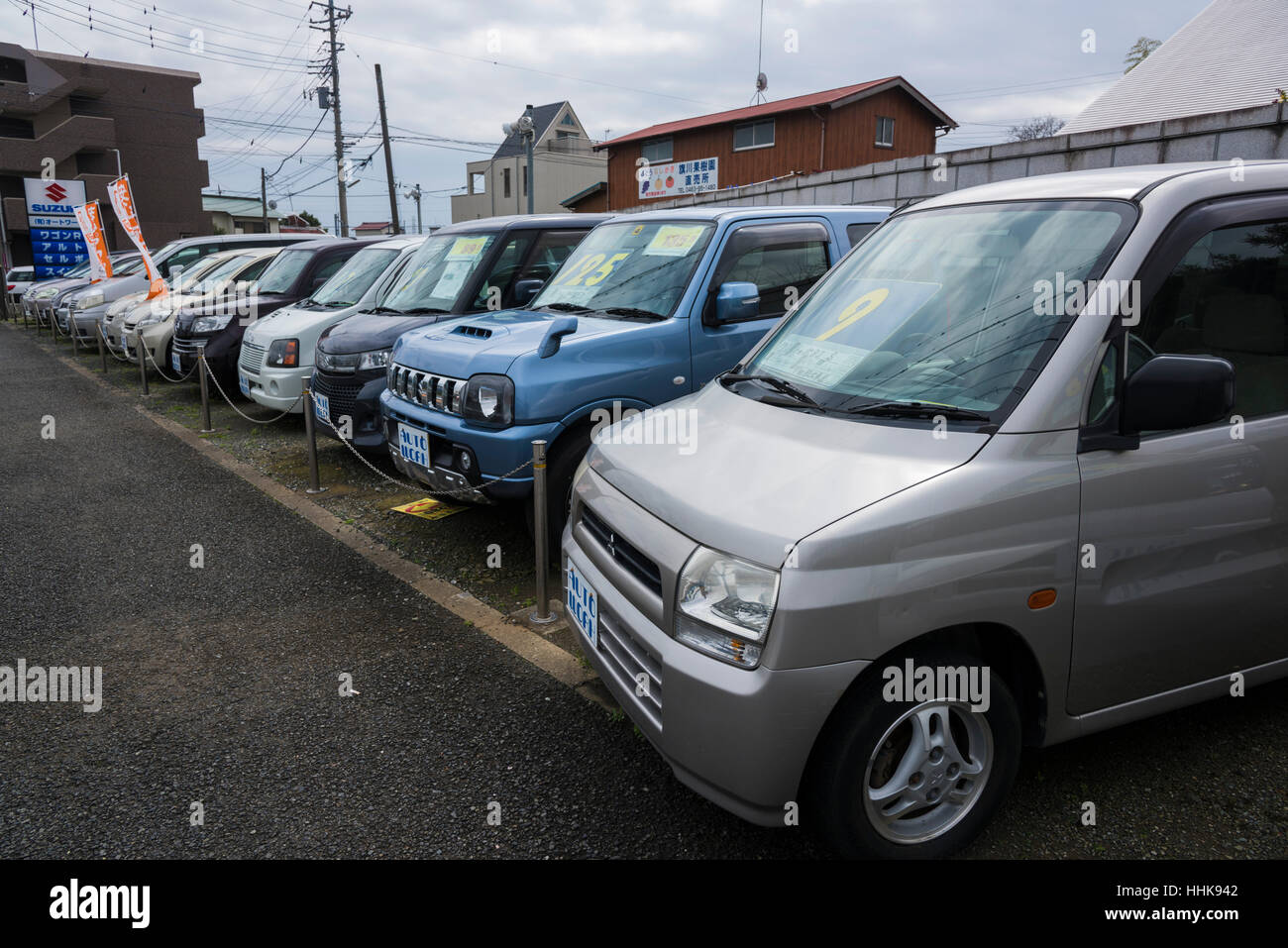 Occasion/Gebrauchtwagen Shop, Isehara City, Präfektur Kanagawa, Japan Stockfoto