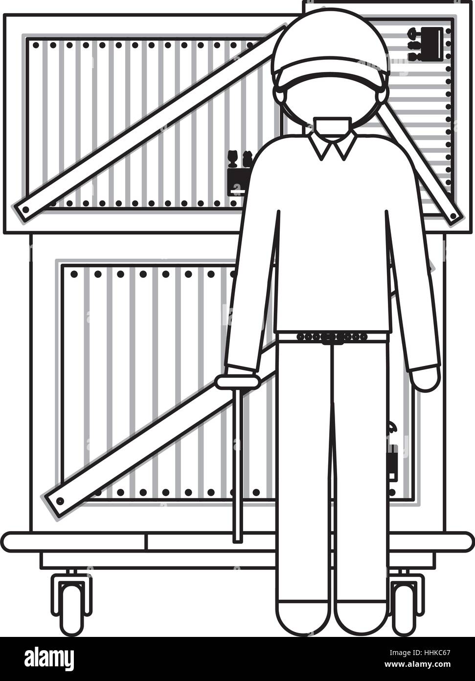 schwarze Silhouette Güterwagen mit Boxen und Lieferung-Kurier-Vektor-illustration Stock Vektor