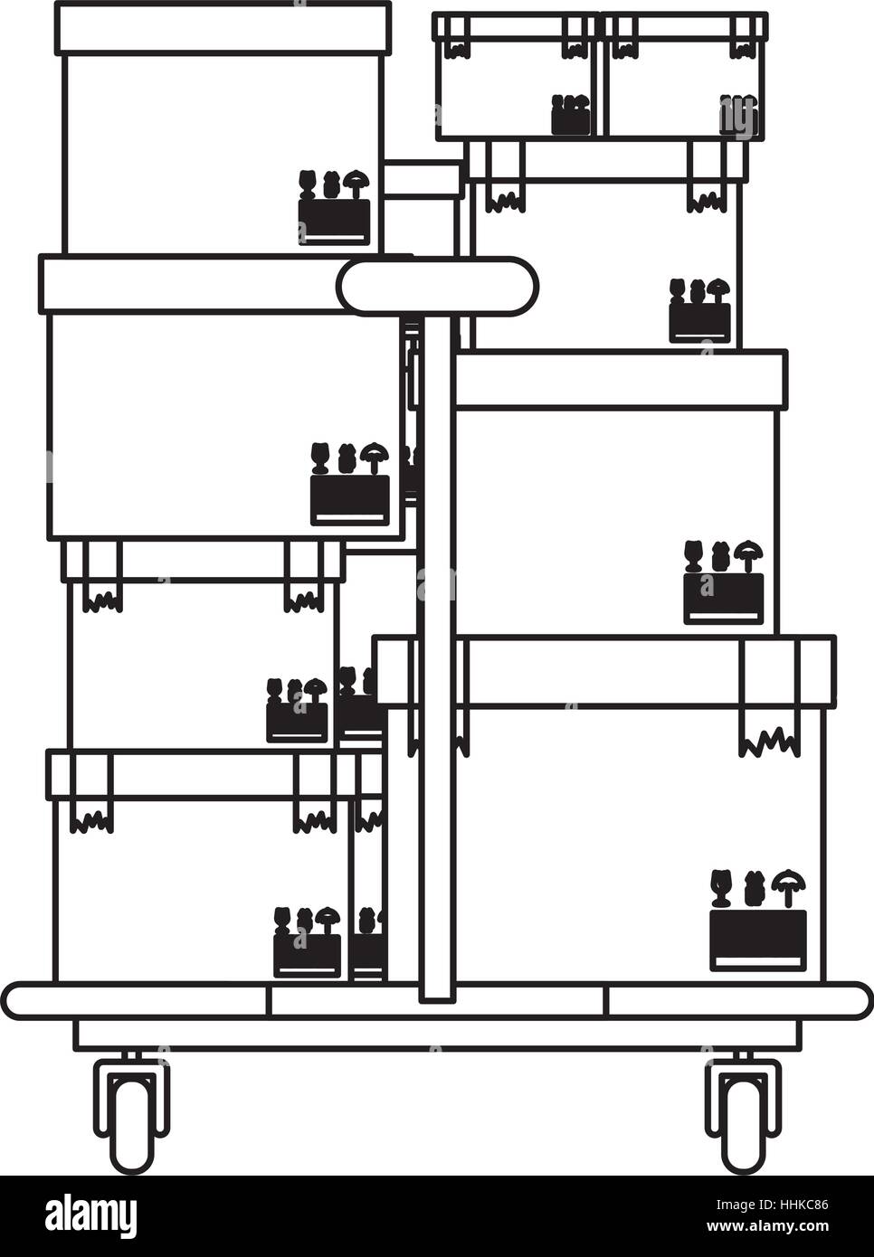 schwarze Silhouette Güterwagen mit Boxen-Vektor-illustration Stock Vektor