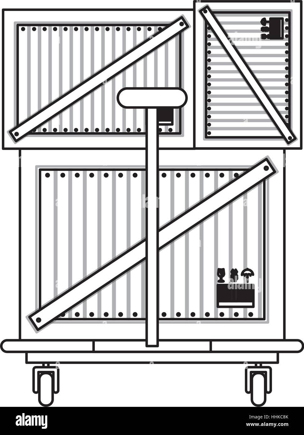 schwarze Silhouette Güterwagen mit großen Boxen-Vektor-illustration Stock Vektor