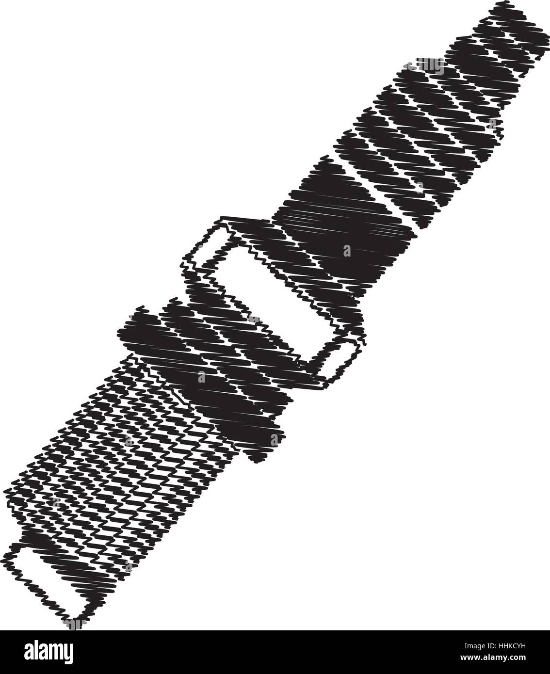 Zündkerze monochrome Zeichnung gestreiften Vektor-illustration Stock Vektor