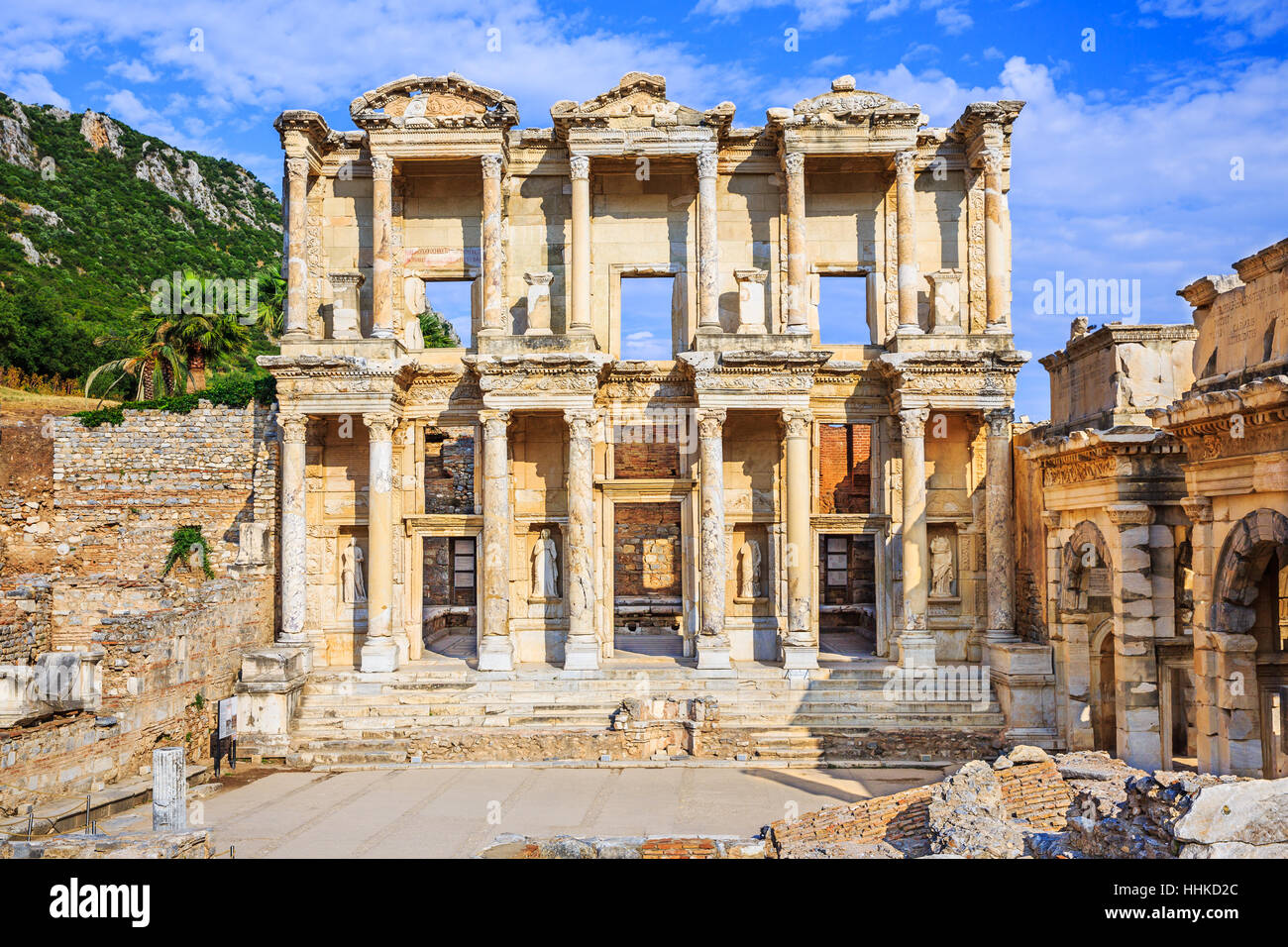 Ephesus, Türkei. Fassade des alten Celsius Bibliothek. Stockfoto
