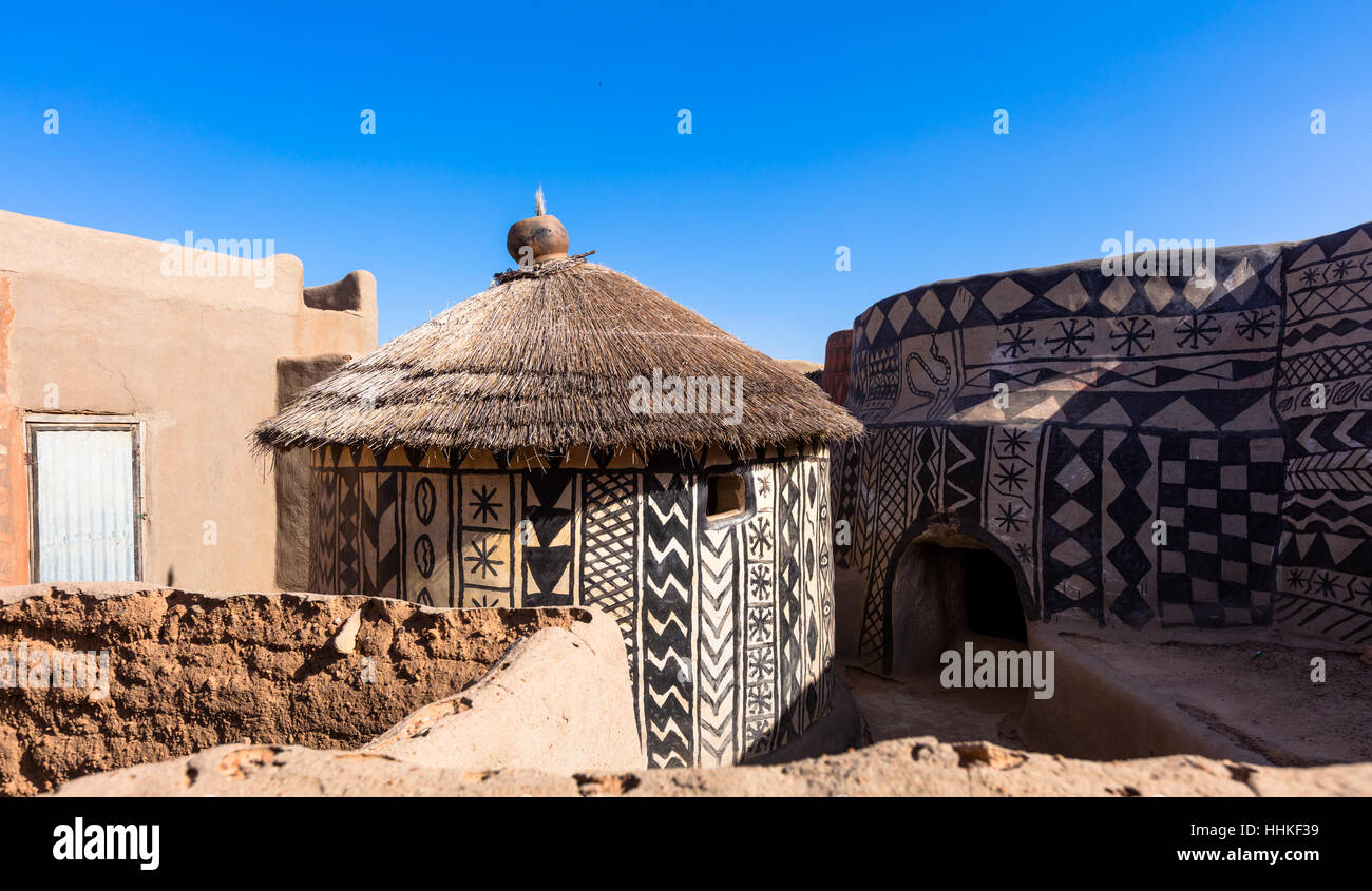 Tiebele, der königliche Hof von gemacht gemalt Kassena Häuser, Burkina Faso, der königliche Hof von bemalten Kassena gemacht, Häuser, Burkina Faso Stockfoto