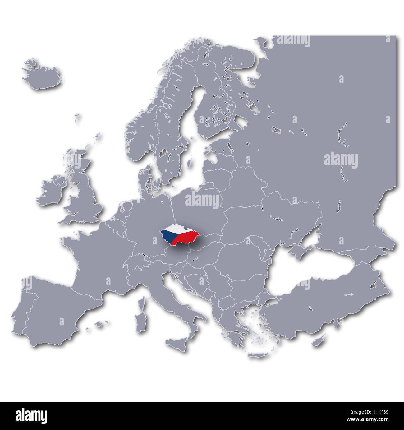 Europa Karte der Tschechischen Republik Stockfoto