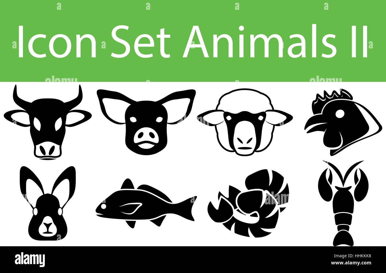 Icon Set Tiere II mit 8 Symbole für den kreativen Einsatz in Grafik-design Stock Vektor